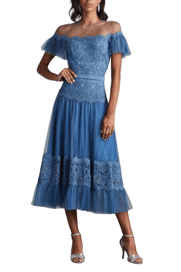 Elise Embroidered Pleated Tulle Midi Dress - ALBOUSHIYA - district 5 - dubai - riyadh - abaya - dresses - designers - evening wear - luxury - elegance - craftsmanship - gowns - cocktail dresses - collections - georges