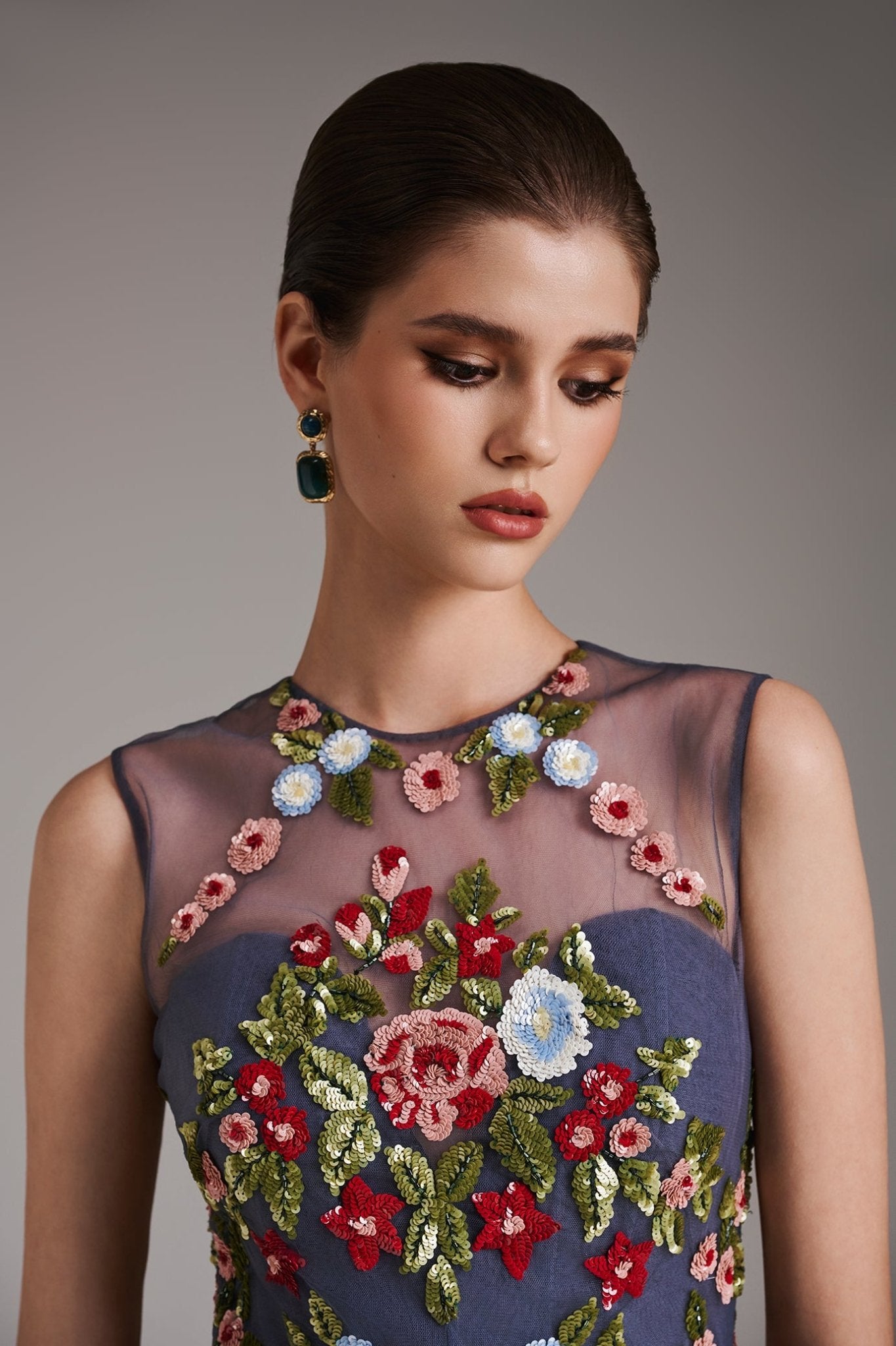 Elysian Midnight Gown - ALBOUSHIYA - district 5 - dubai - riyadh - abaya - dresses - designers - evening wear - luxury - elegance - craftsmanship - gowns - cocktail dresses - collections - georges