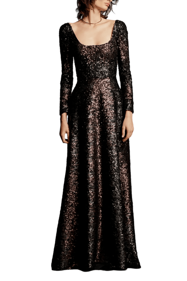 Ema Sequinned Evening Gown Dress - ALBOUSHIYA - district 5 - dubai - riyadh - abaya - dresses - designers - evening wear - luxury - elegance - craftsmanship - gowns - cocktail dresses - collections - georges