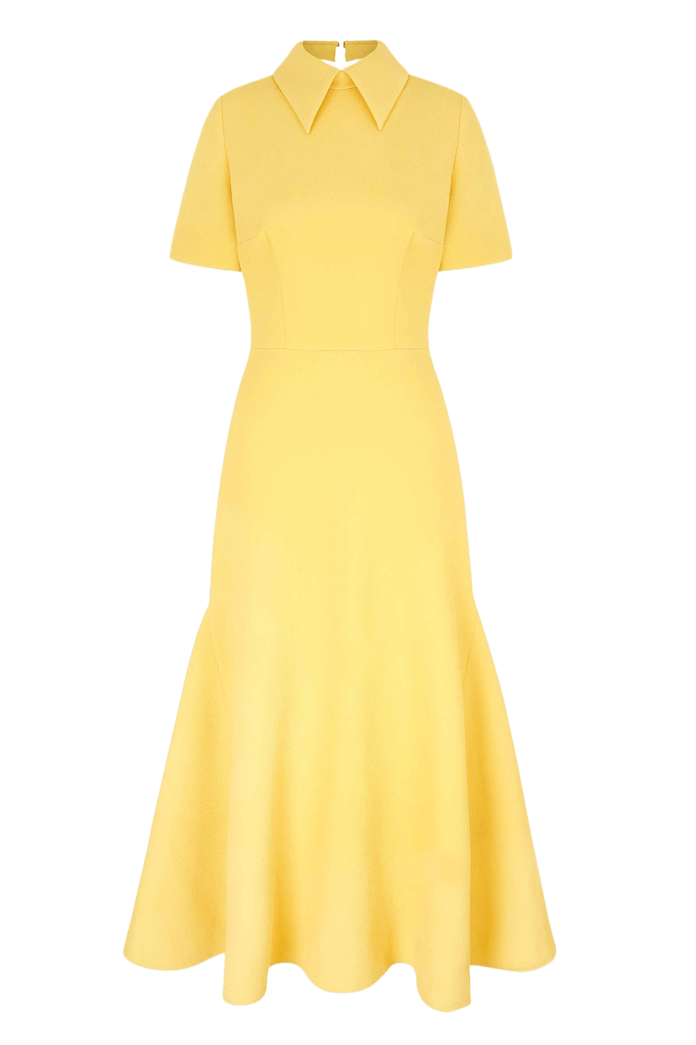 Eman Dress In Custard Yellow Double Crepe - ALBOUSHIYA - district 5 - dubai - riyadh - abaya - dresses - designers - evening wear - luxury - elegance - craftsmanship - gowns - cocktail dresses - collections - georges