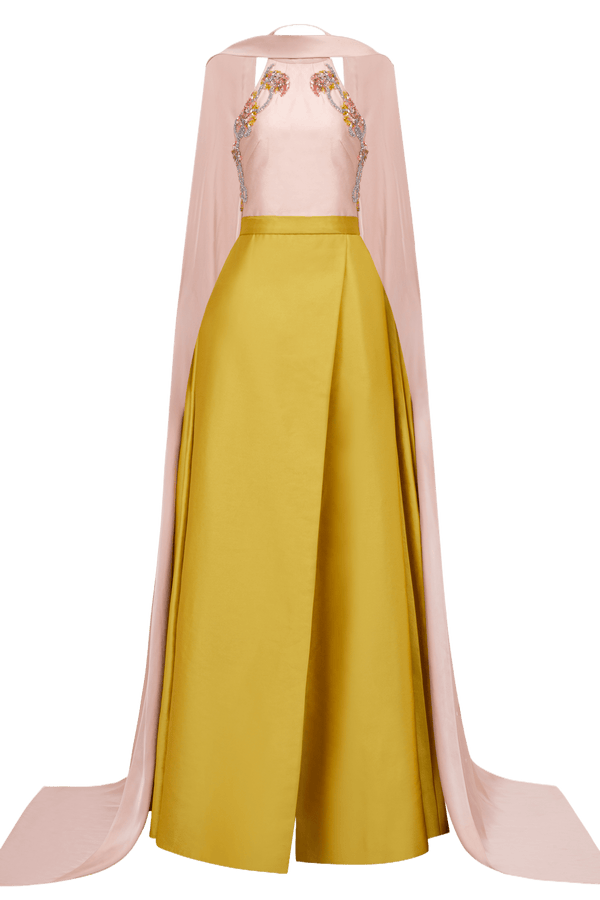 Embellished Cape - Back Gown - ALBOUSHIYA - district 5 - dubai - riyadh - abaya - dresses - designers - evening wear - luxury - elegance - craftsmanship - gowns - cocktail dresses - collections - georges