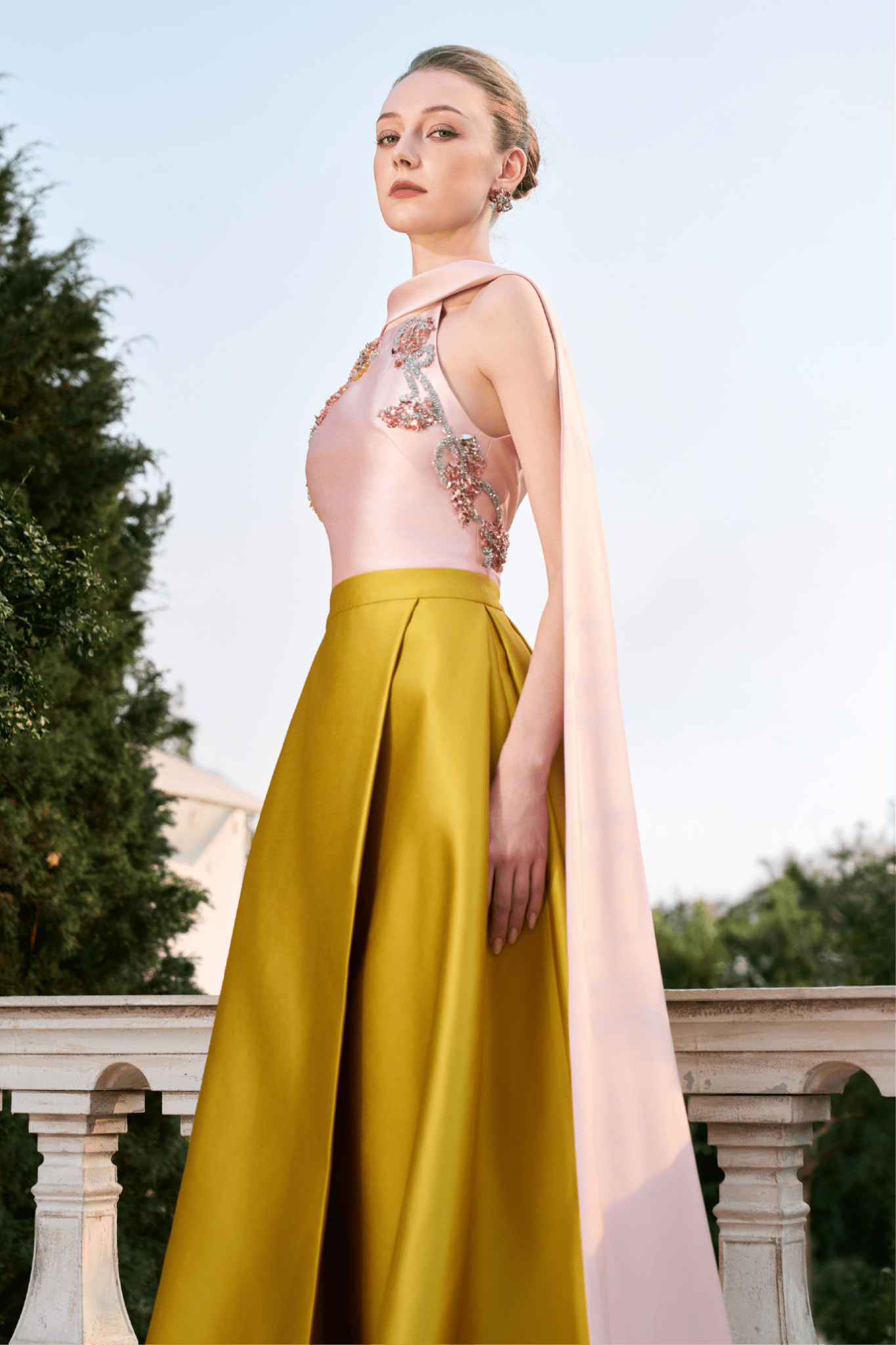 Embellished Cape - Back Gown - ALBOUSHIYA - district 5 - dubai - riyadh - abaya - dresses - designers - evening wear - luxury - elegance - craftsmanship - gowns - cocktail dresses - collections - georges