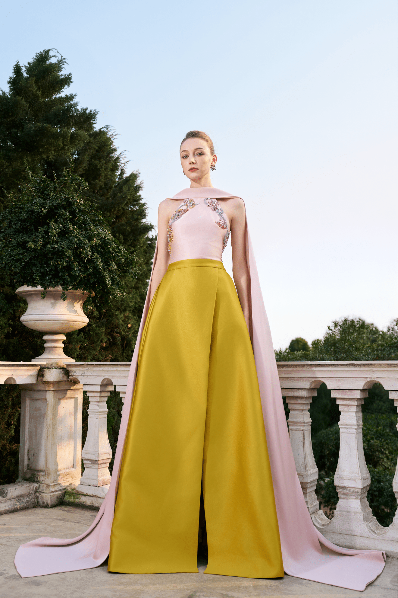 Embellished Cape - Back Gown - ALBOUSHIYA - district 5 - dubai - riyadh - abaya - dresses - designers - evening wear - luxury - elegance - craftsmanship - gowns - cocktail dresses - collections - georges