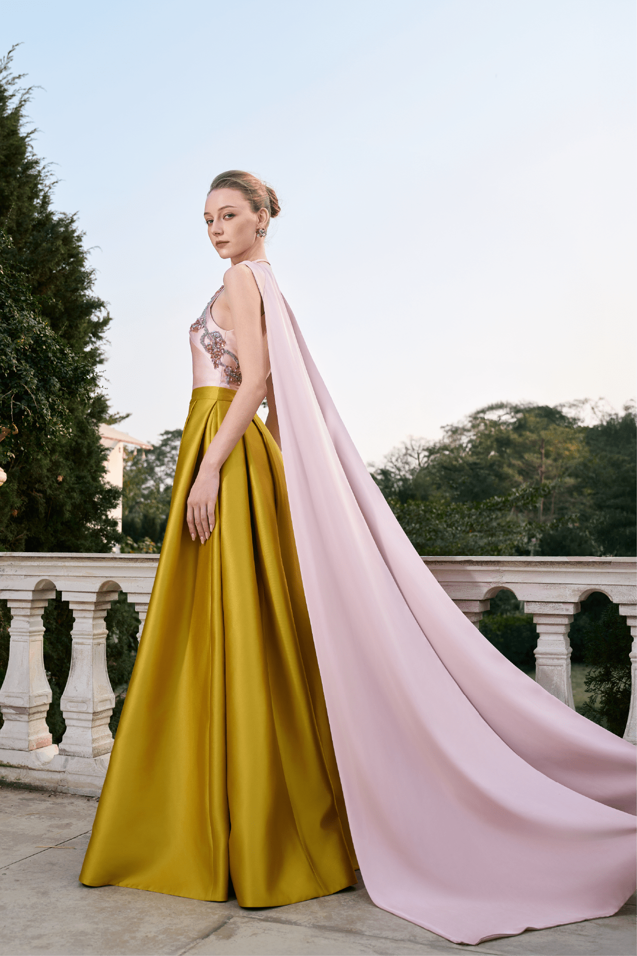 Embellished Cape - Back Gown - ALBOUSHIYA - district 5 - dubai - riyadh - abaya - dresses - designers - evening wear - luxury - elegance - craftsmanship - gowns - cocktail dresses - collections - georges