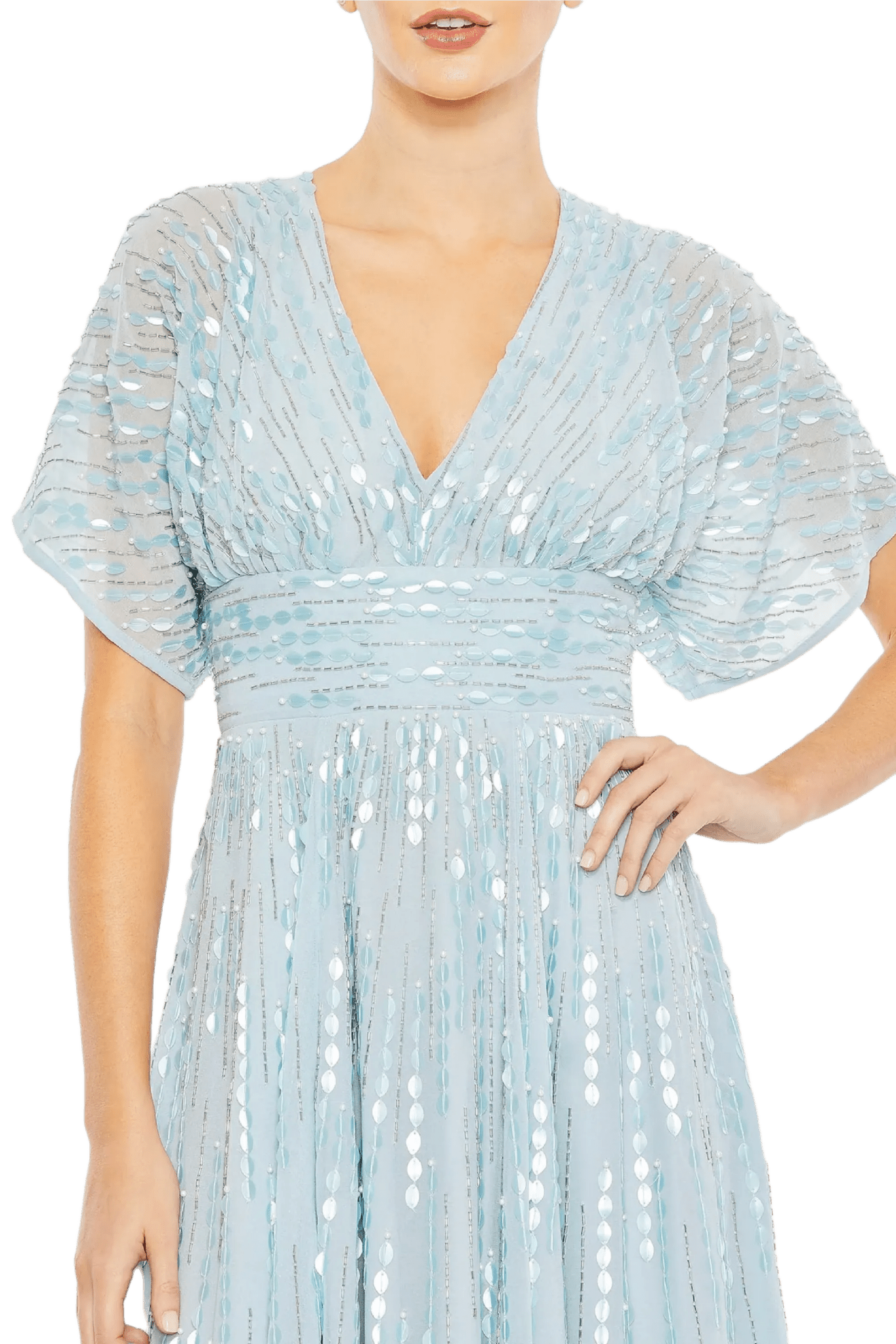 Embellished V Neck Evening Gown - ALBOUSHIYA - district 5 - dubai - riyadh - abaya - dresses - designers - evening wear - luxury - elegance - craftsmanship - gowns - cocktail dresses - collections - georges