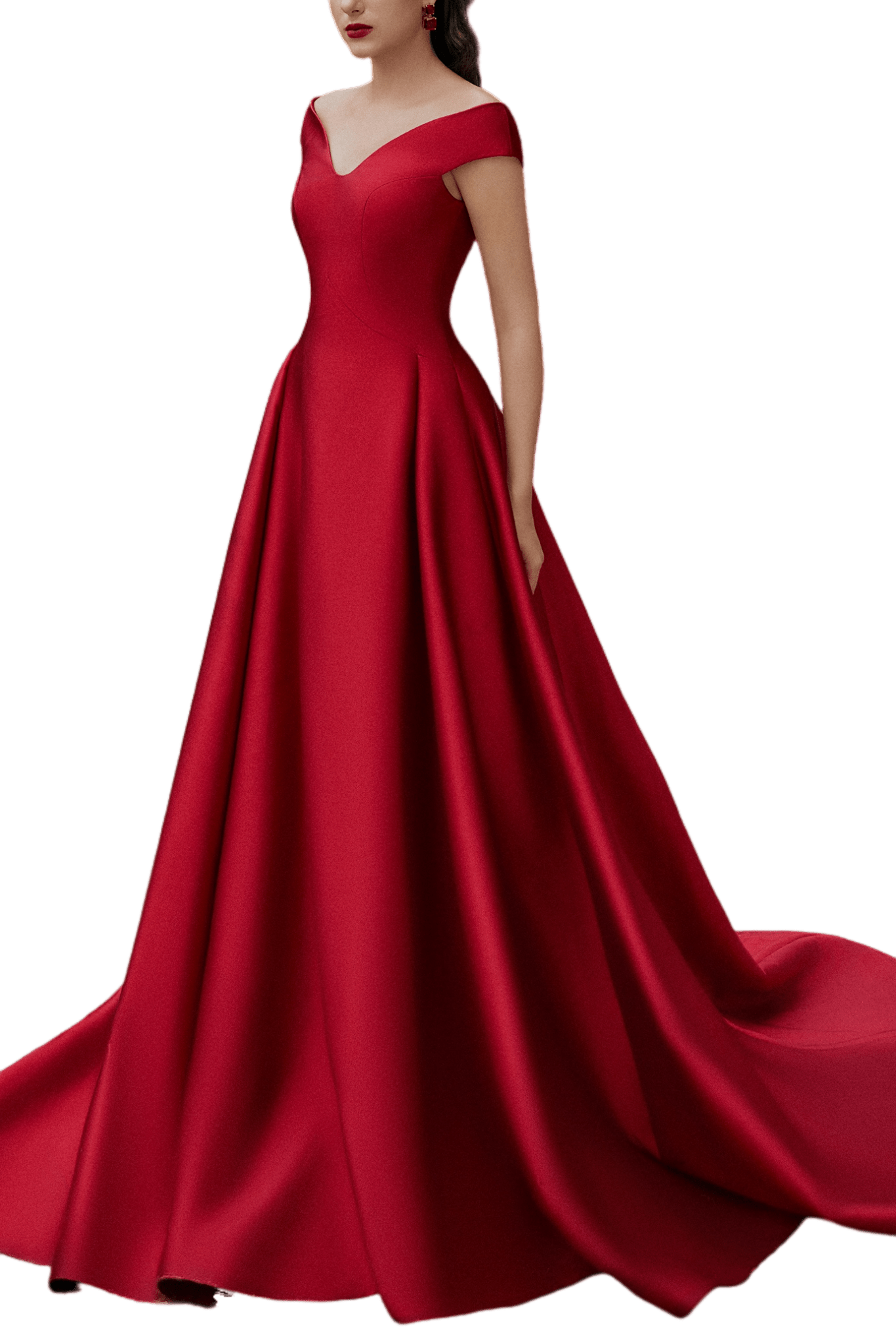 Emma Ball Gown Off - Shoulder Taffeta Extra Long Length Dress - ALBOUSHIYA - district 5 - dubai - riyadh - abaya - dresses - designers - evening wear - luxury - elegance - craftsmanship - gowns - cocktail dresses - collections - georges