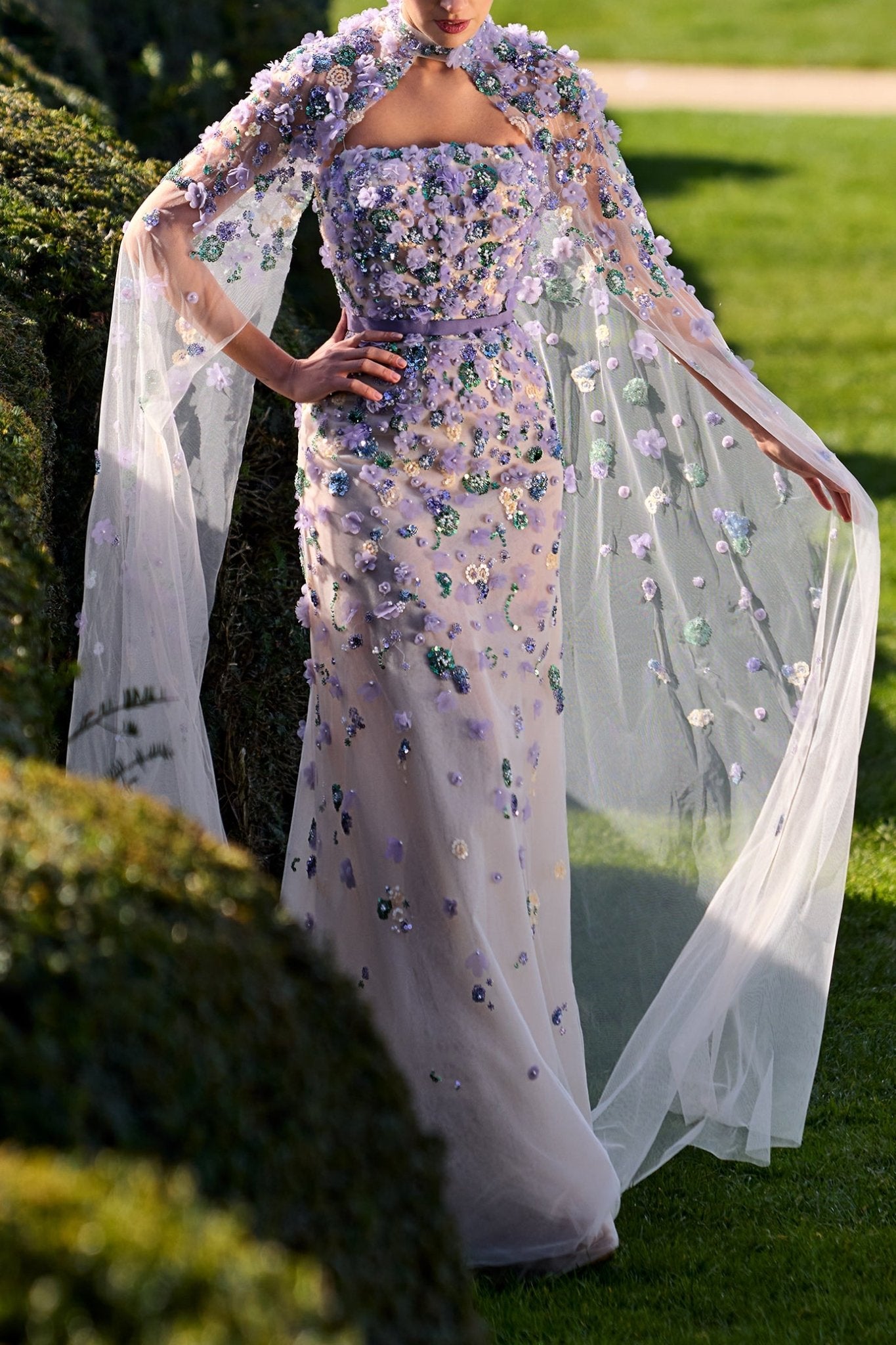 Enchanted Blossom Gown - ALBOUSHIYA - district 5 - dubai - riyadh - abaya - dresses - designers - evening wear - luxury - elegance - craftsmanship - gowns - cocktail dresses - collections - georges