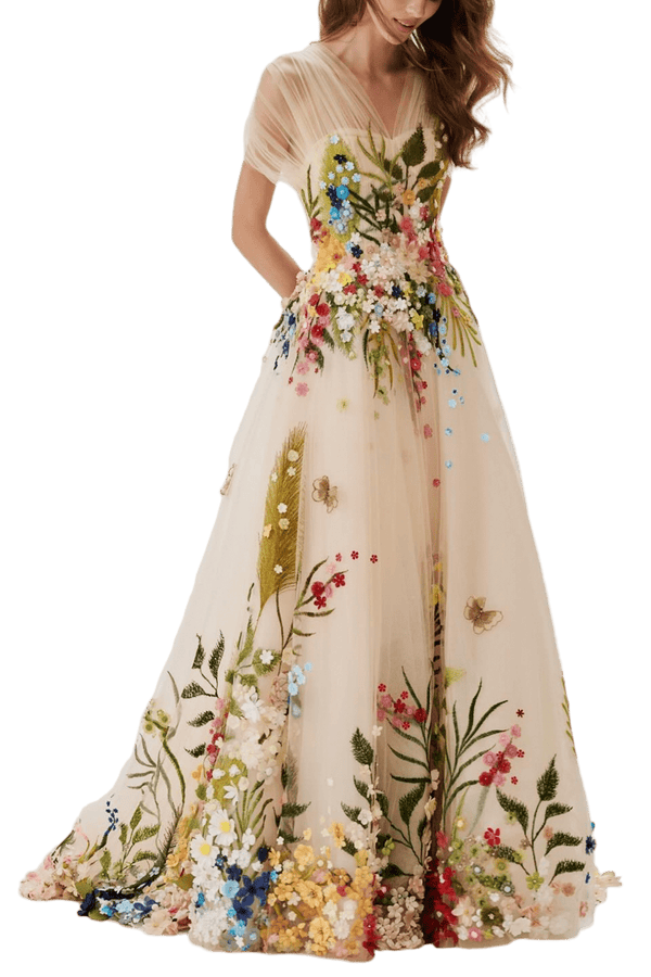 Enchanted Meadow Gown - ALBOUSHIYA - district 5 - dubai - riyadh - abaya - dresses - designers - evening wear - luxury - elegance - craftsmanship - gowns - cocktail dresses - collections - georges