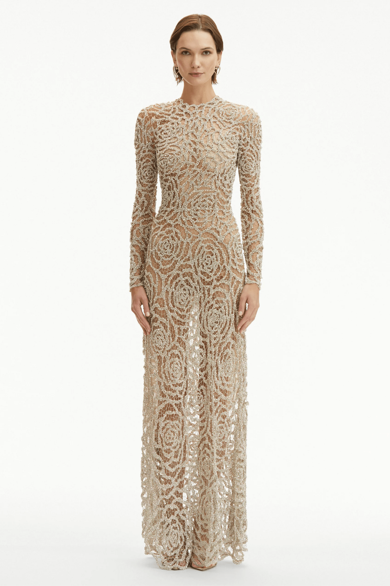 English Rose Crystal Embroidered Gown - ALBOUSHIYA - district 5 - dubai - riyadh - abaya - dresses - designers - evening wear - luxury - elegance - craftsmanship - gowns - cocktail dresses - collections - georges