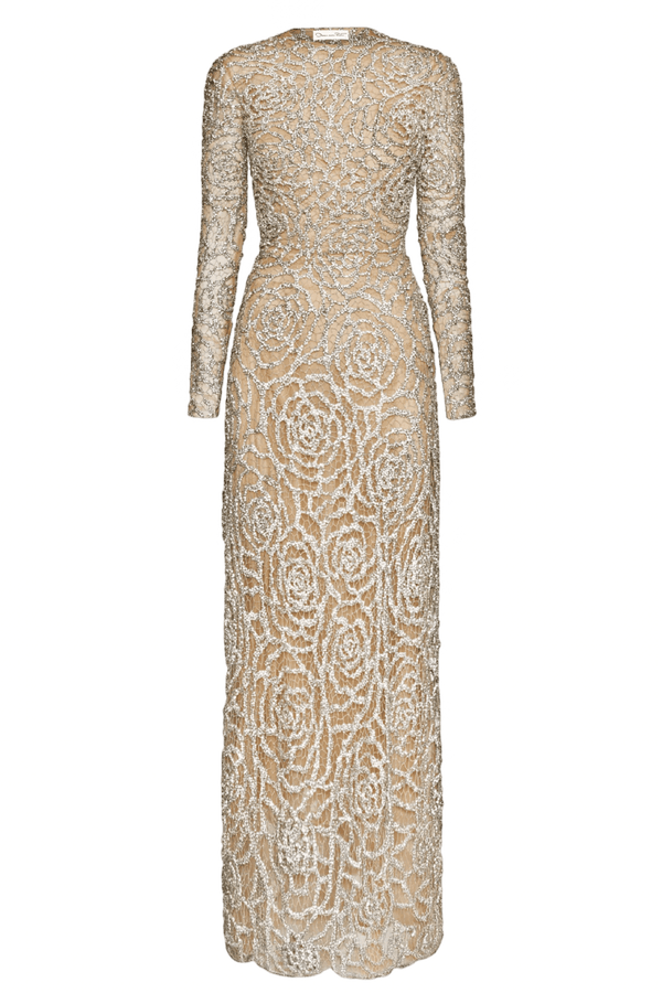 English Rose Crystal Embroidered Gown - ALBOUSHIYA - district 5 - dubai - riyadh - abaya - dresses - designers - evening wear - luxury - elegance - craftsmanship - gowns - cocktail dresses - collections - georges