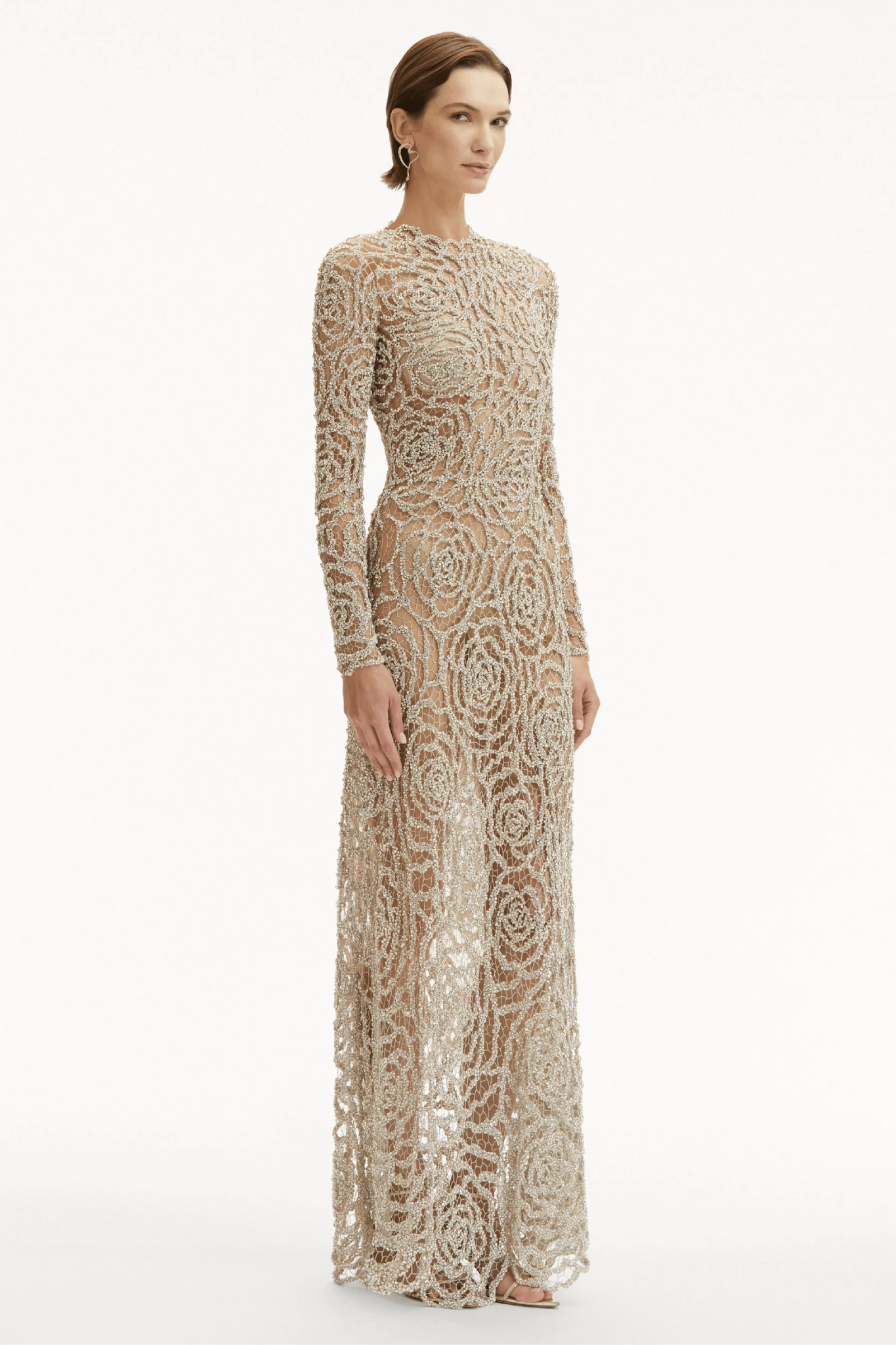 English Rose Crystal Embroidered Gown - ALBOUSHIYA - district 5 - dubai - riyadh - abaya - dresses - designers - evening wear - luxury - elegance - craftsmanship - gowns - cocktail dresses - collections - georges