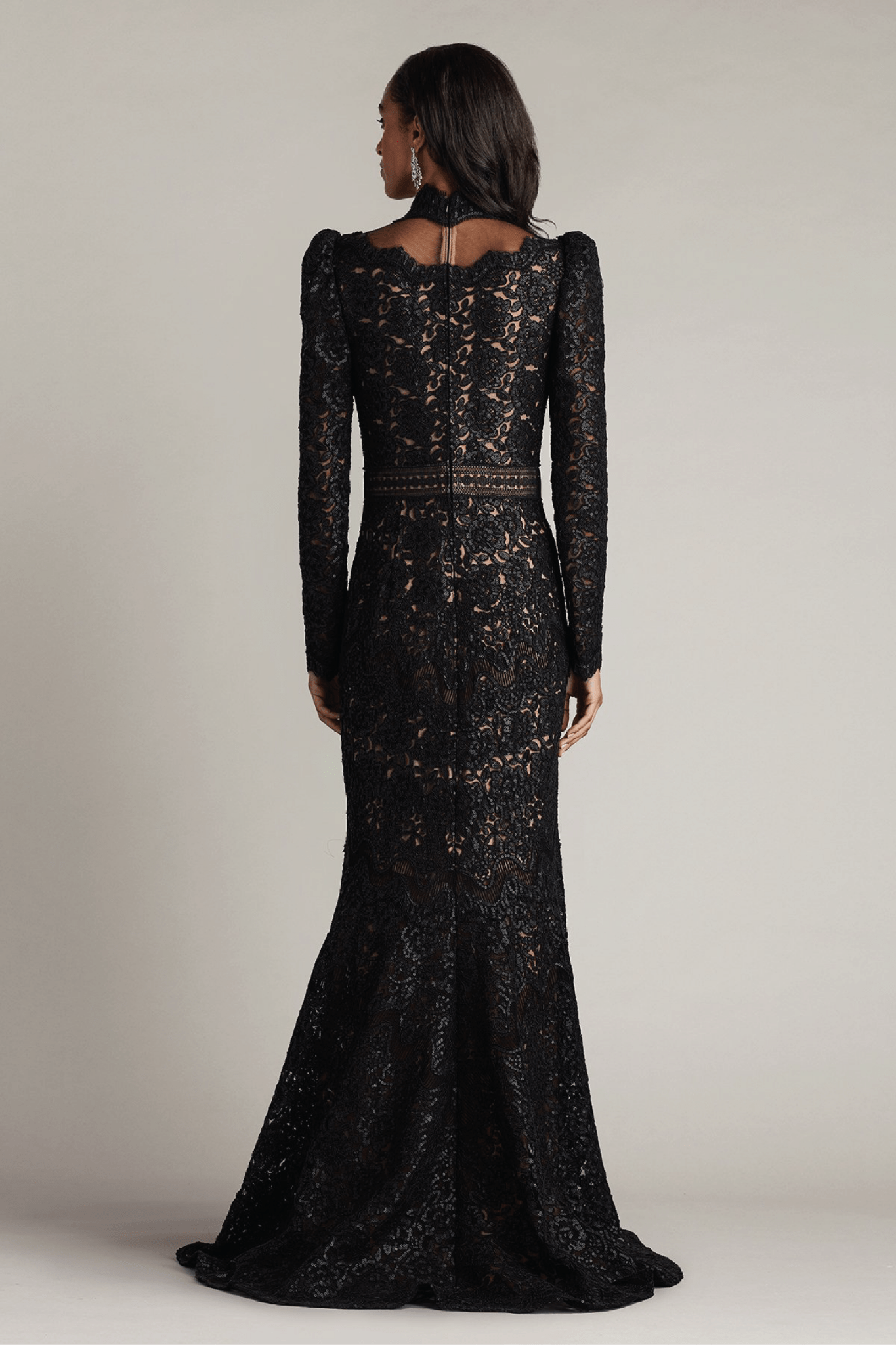 Enzo Sequin Embroidered High Neck Illusion Gown - ALBOUSHIYA - district 5 - dubai - riyadh - abaya - dresses - designers - evening wear - luxury - elegance - craftsmanship - gowns - cocktail dresses - collections - georges