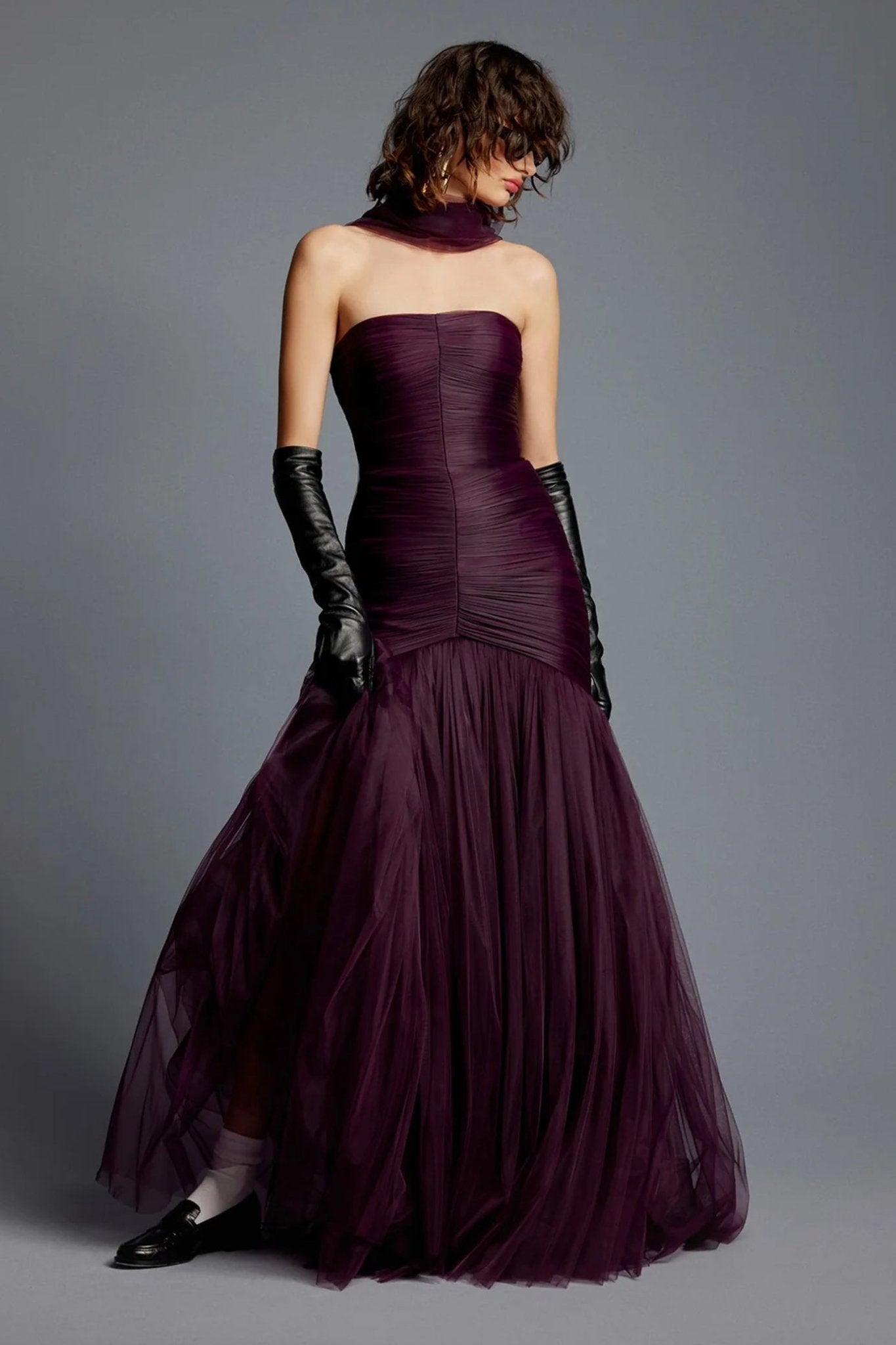 Eva Hand Draped Evening Gown in Tulle - ALBOUSHIYA - district 5 - dubai - riyadh - abaya - dresses - designers - evening wear - luxury - elegance - craftsmanship - gowns - cocktail dresses - collections - georges