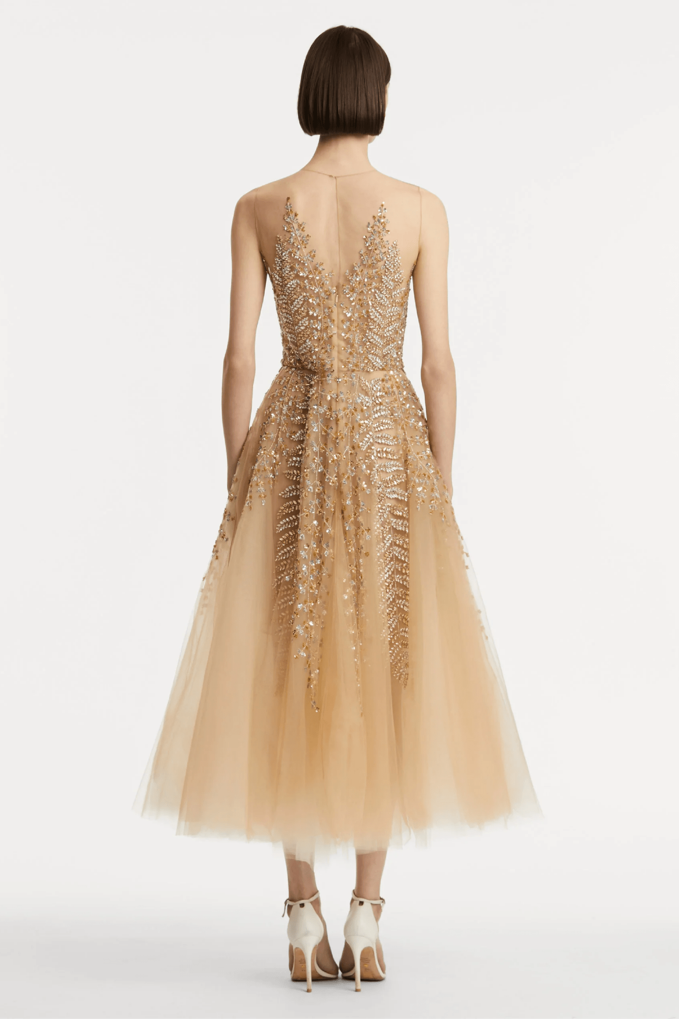 Fern Embroidered Illusion Cocktail Dress - ALBOUSHIYA - district 5 - dubai - riyadh - abaya - dresses - designers - evening wear - luxury - elegance - craftsmanship - gowns - cocktail dresses - collections - georges