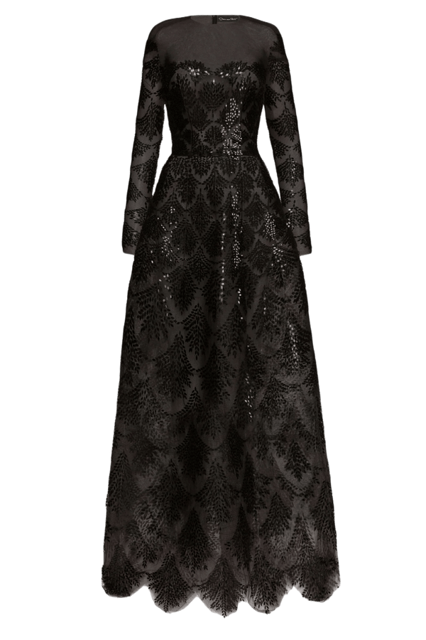 Fern Sequin Embroidered Gown - ALBOUSHIYA - district 5 - dubai - riyadh - abaya - dresses - designers - evening wear - luxury - elegance - craftsmanship - gowns - cocktail dresses - collections - georges