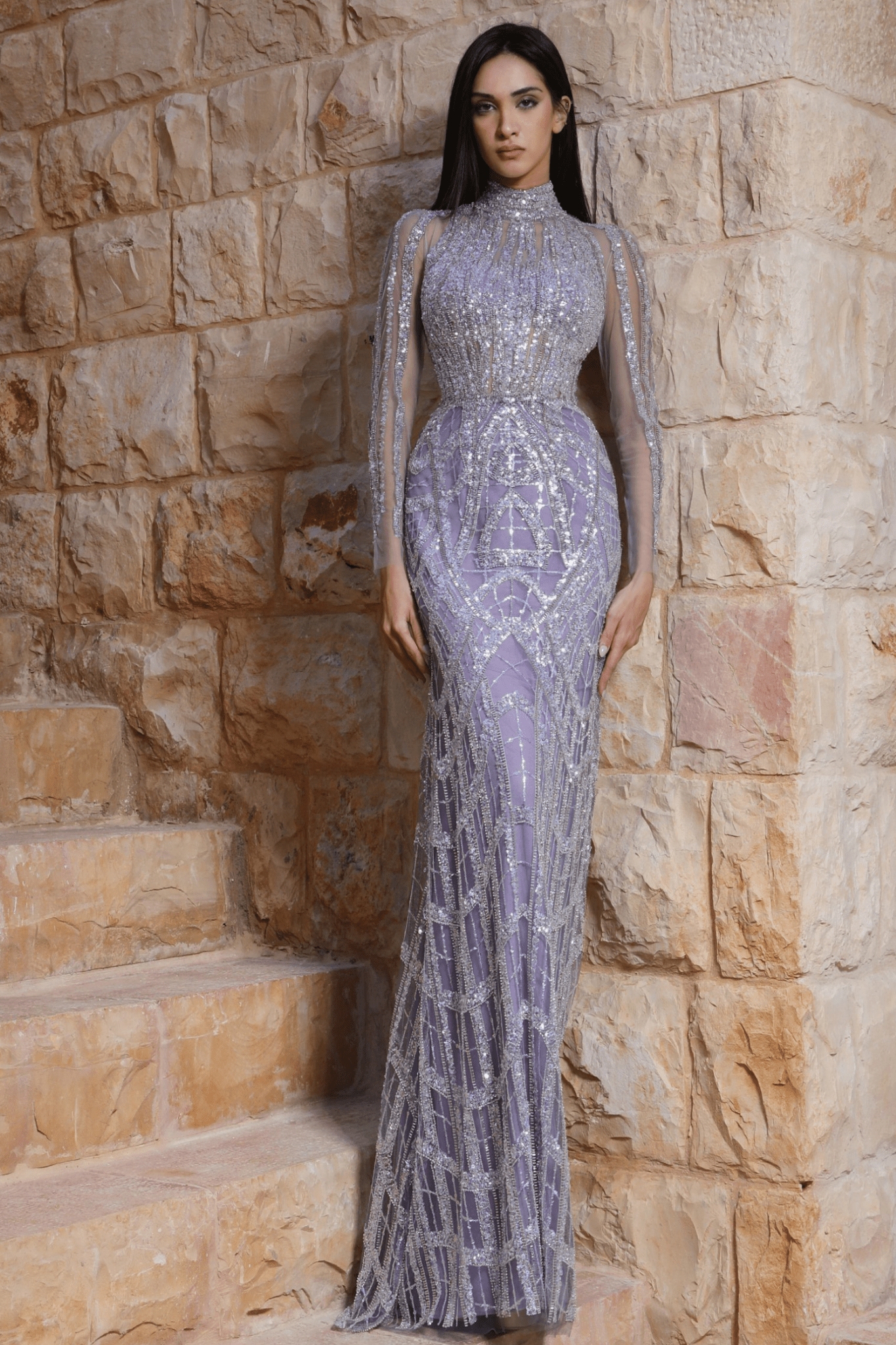 Fitted Mermaid Silhouette Gown - ALBOUSHIYA - district 5 - dubai - riyadh - abaya - dresses - designers - evening wear - luxury - elegance - craftsmanship - gowns - cocktail dresses - collections - georges