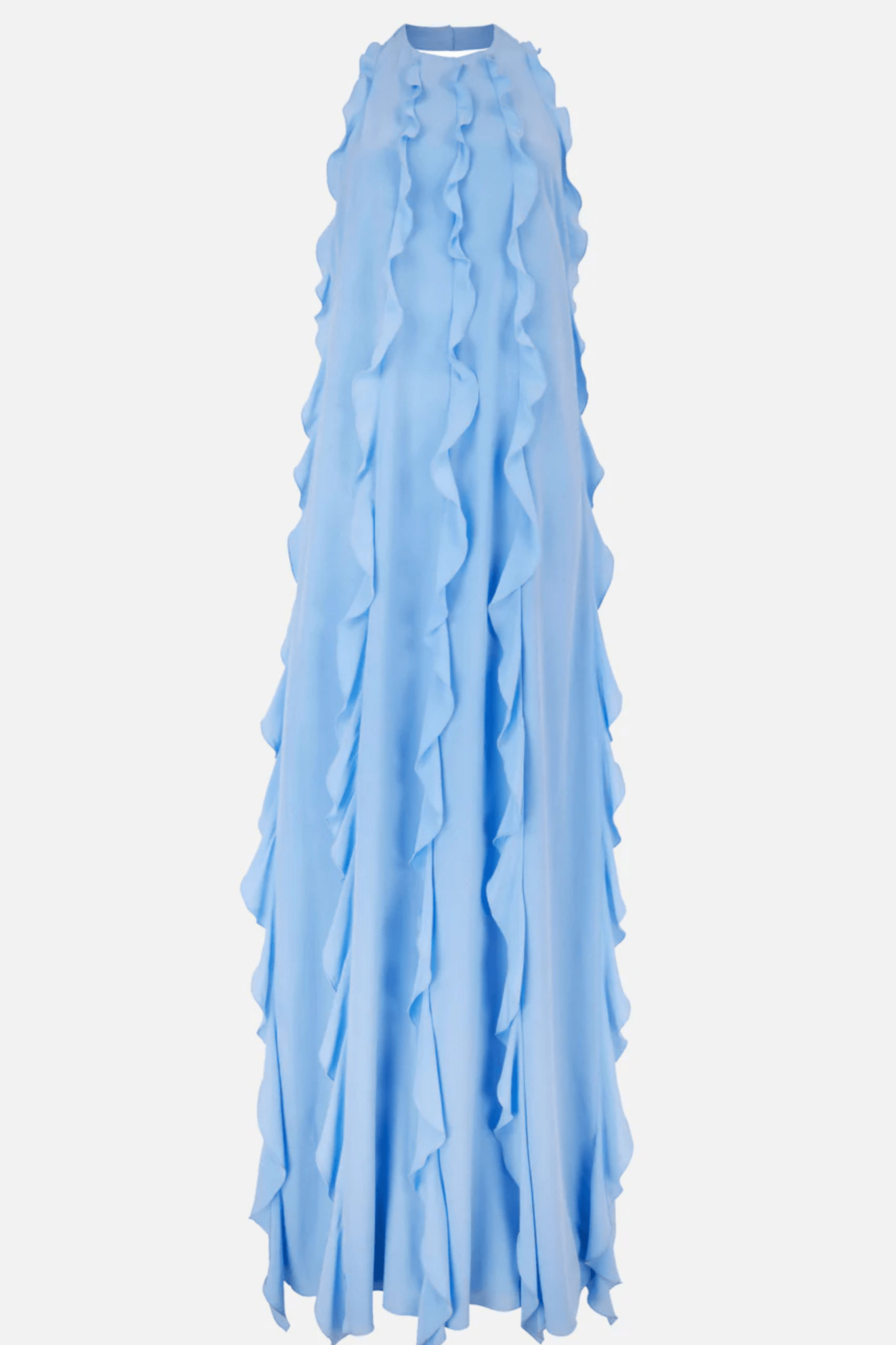 Fleurine Dress In Baby Blue Silk Crepe De Chine - ALBOUSHIYA - district 5 - dubai - riyadh - abaya - dresses - designers - evening wear - luxury - elegance - craftsmanship - gowns - cocktail dresses - collections - georges