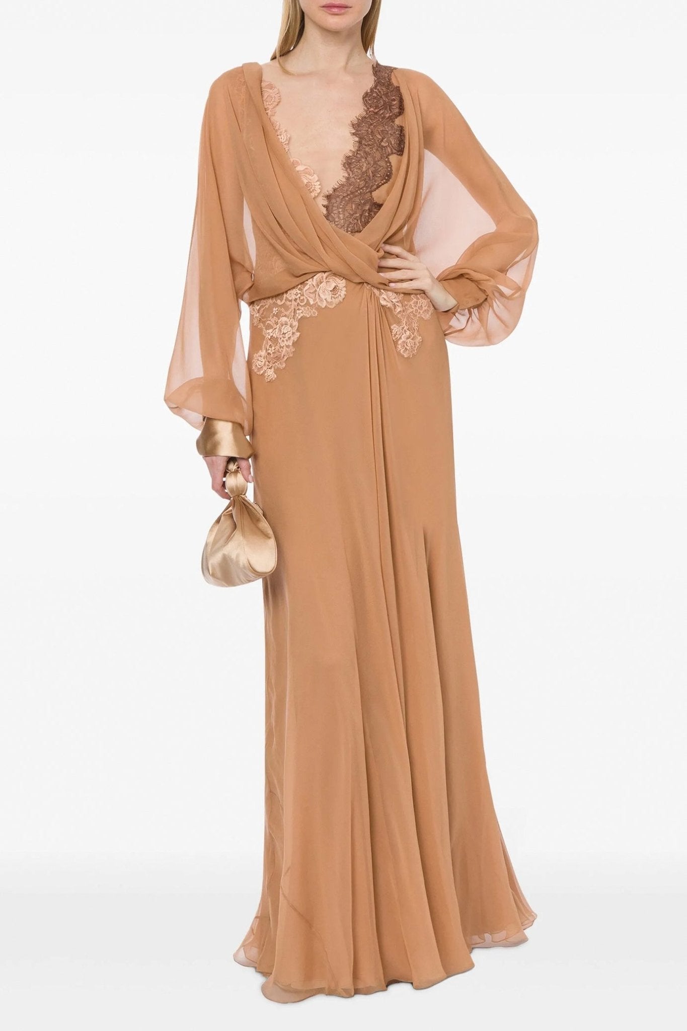Floor Length Silk Dress - ALBOUSHIYA - district 5 - dubai - riyadh - abaya - dresses - designers - evening wear - luxury - elegance - craftsmanship - gowns - cocktail dresses - collections - georges