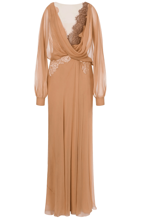 Floor Length Silk Dress - ALBOUSHIYA - district 5 - dubai - riyadh - abaya - dresses - designers - evening wear - luxury - elegance - craftsmanship - gowns - cocktail dresses - collections - georges