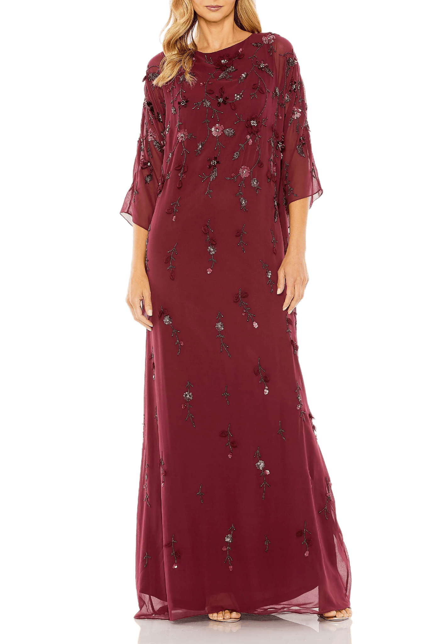 Floral Beadwork Caftan Dress - ALBOUSHIYA - district 5 - dubai - riyadh - abaya - dresses - designers - evening wear - luxury - elegance - craftsmanship - gowns - cocktail dresses - collections - georges