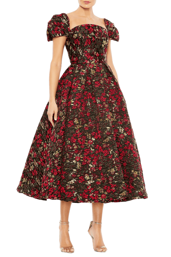 Floral Brocade Dress - ALBOUSHIYA - district 5 - dubai - riyadh - abaya - dresses - designers - evening wear - luxury - elegance - craftsmanship - gowns - cocktail dresses - collections - georges