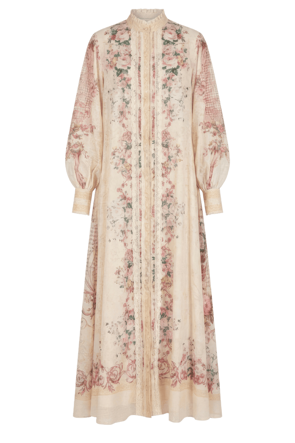 pankaj & nidhi long-sleeve maxi dress Porto Herbarium Pleated Maxi Dress