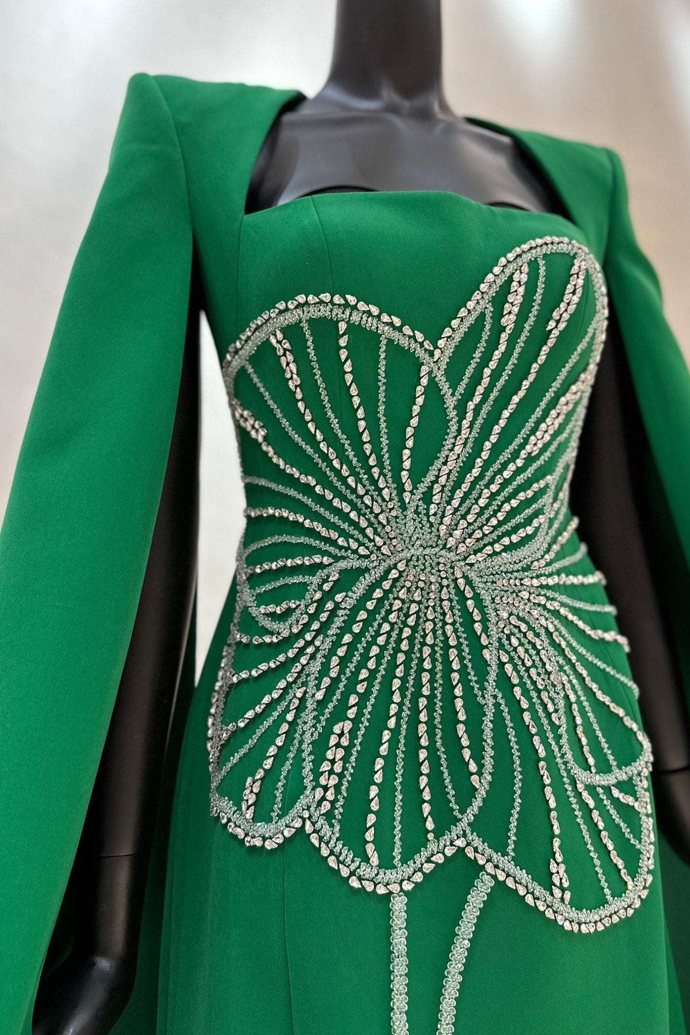 Floral Crystal Patterned Dress - ALBOUSHIYA - district 5 - dubai - riyadh - abaya - dresses - designers - evening wear - luxury - elegance - craftsmanship - gowns - cocktail dresses - collections - georges