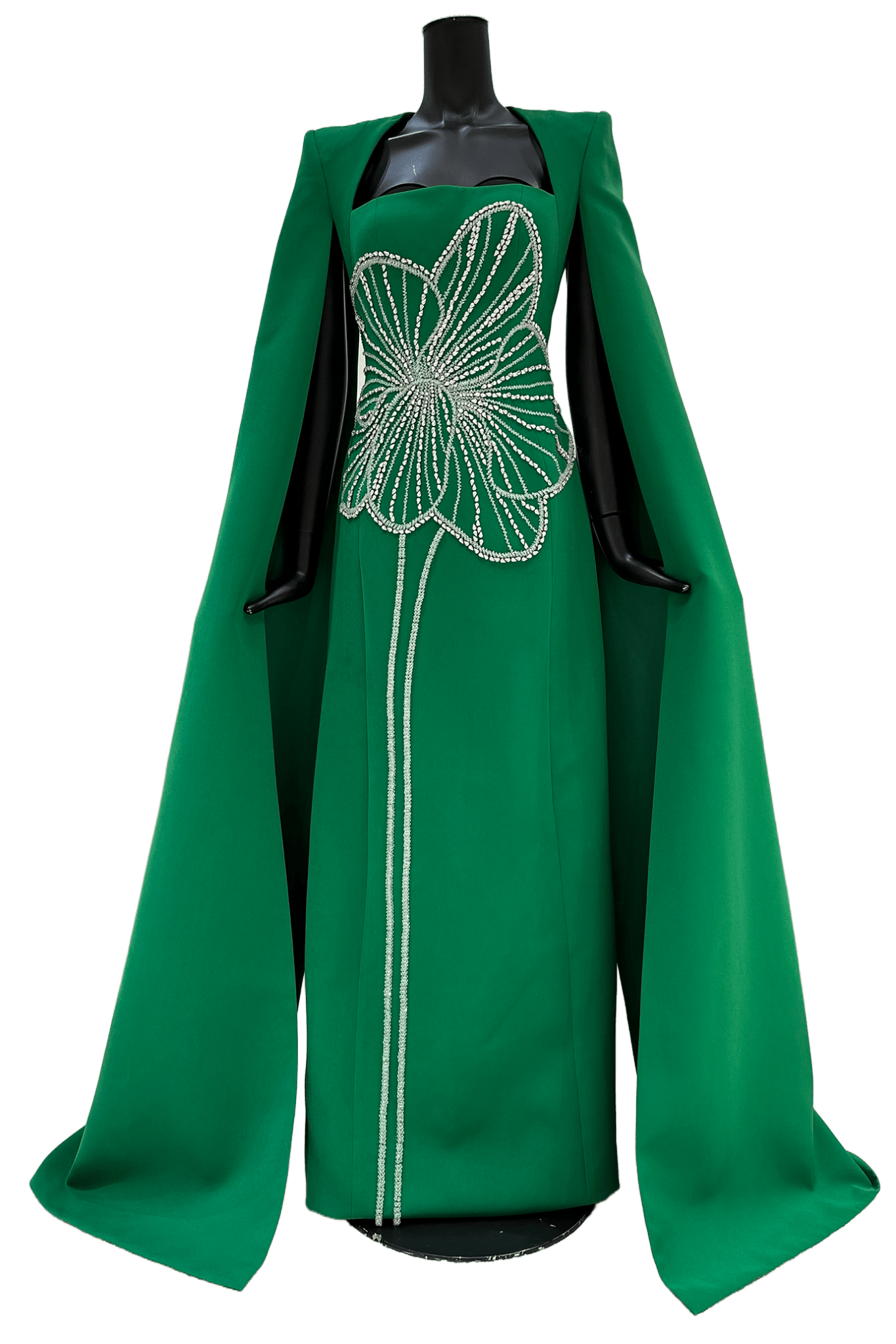 Floral Crystal Patterned Dress - ALBOUSHIYA - district 5 - dubai - riyadh - abaya - dresses - designers - evening wear - luxury - elegance - craftsmanship - gowns - cocktail dresses - collections - georges