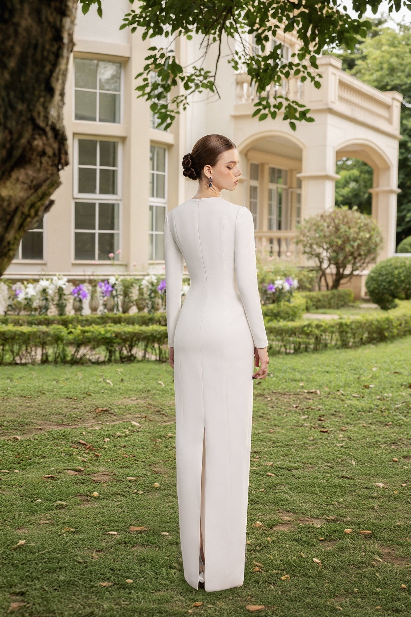 Florence Crepe Dress - ALBOUSHIYA - district 5 - dubai - riyadh - abaya - dresses - designers - evening wear - luxury - elegance - craftsmanship - gowns - cocktail dresses - collections - georges