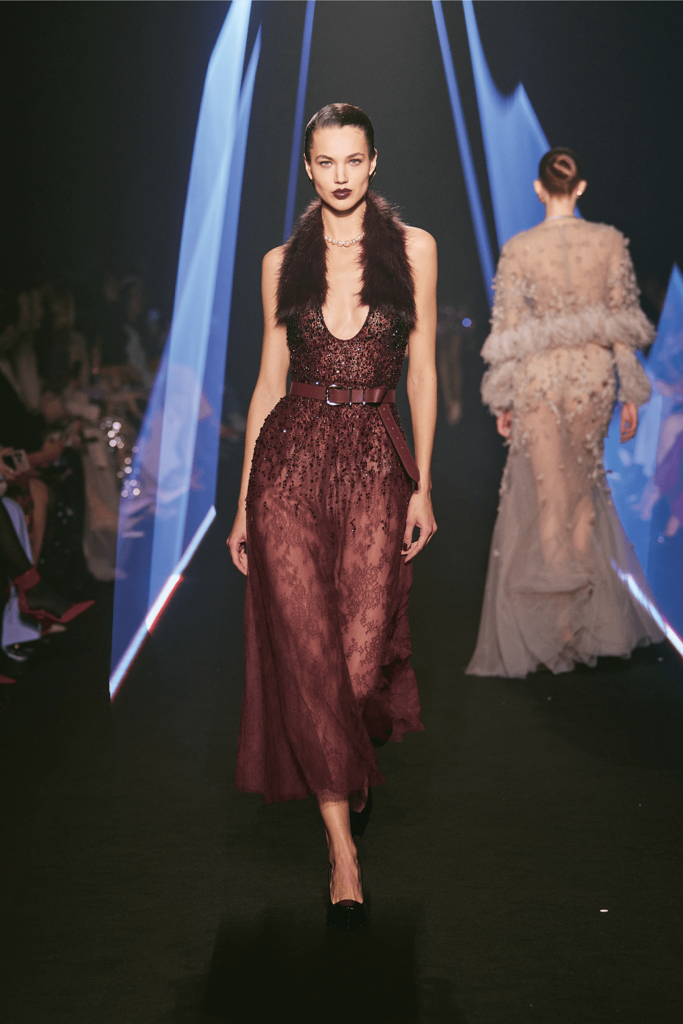 Flowy Gown with Fur - ALBOUSHIYA - district 5 - dubai - riyadh - abaya - dresses - designers - evening wear - luxury - elegance - craftsmanship - gowns - cocktail dresses - collections - georges