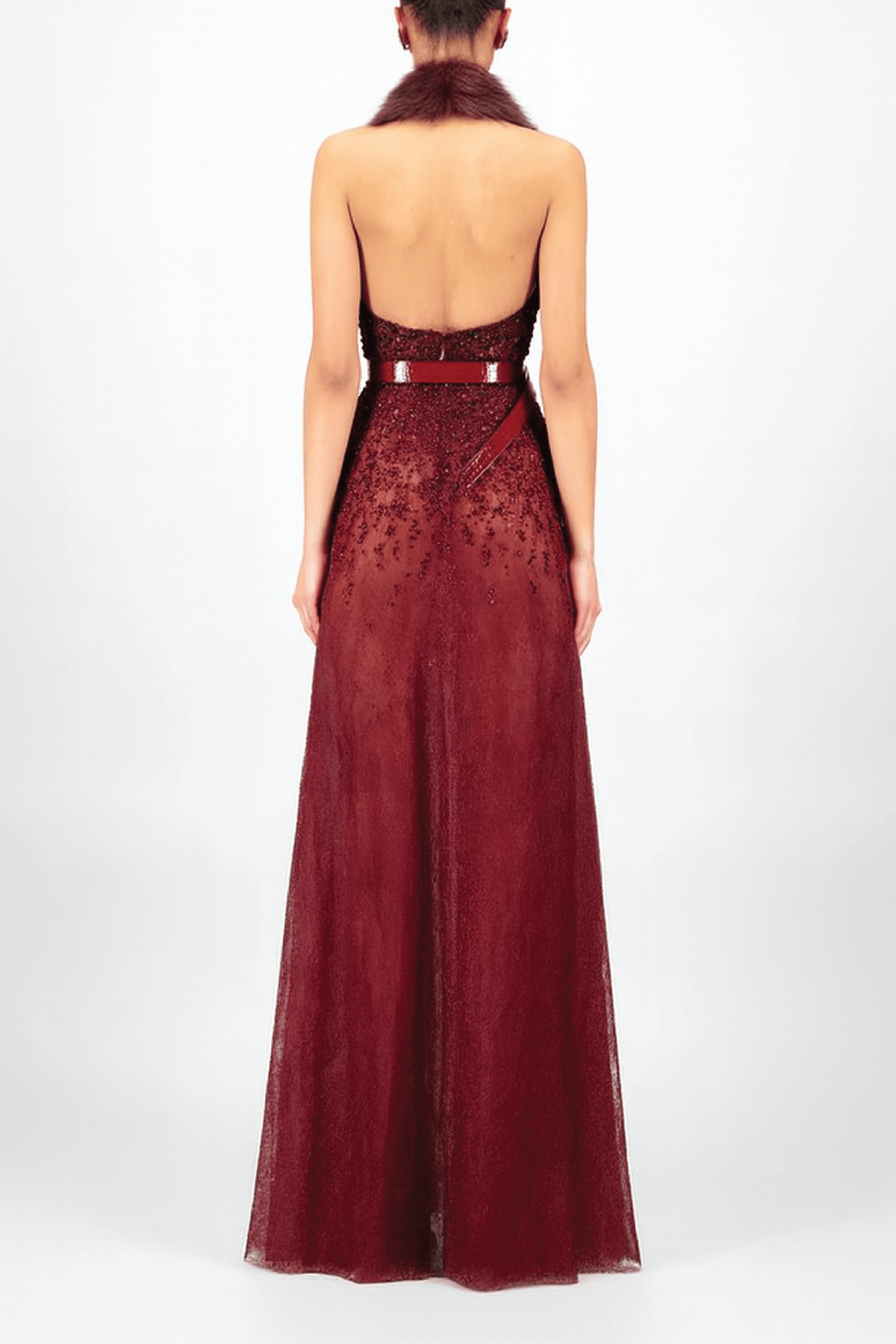 Flowy Gown with Fur - ALBOUSHIYA - district 5 - dubai - riyadh - abaya - dresses - designers - evening wear - luxury - elegance - craftsmanship - gowns - cocktail dresses - collections - georges