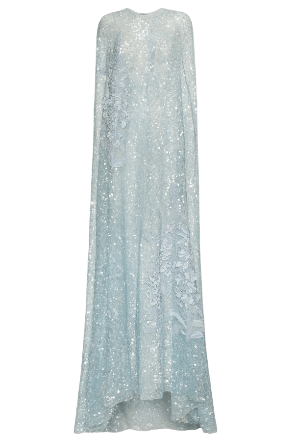 Foxglove Embroidered Sequin Tulle Caftan - ALBOUSHIYA - district 5 - dubai - riyadh - abaya - dresses - designers - evening wear - luxury - elegance - craftsmanship - gowns - cocktail dresses - collections - georges