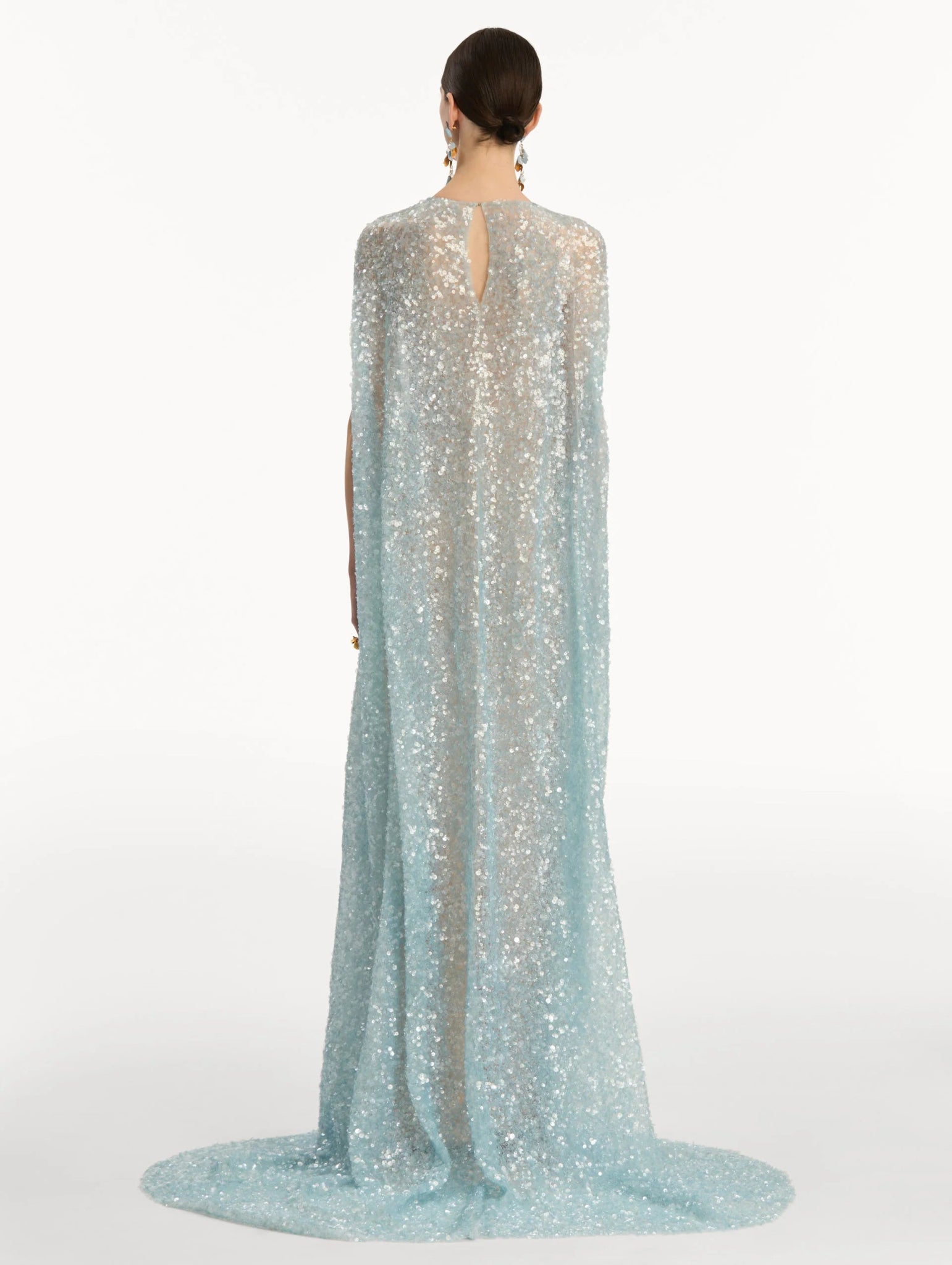 Foxglove Embroidered Sequin Tulle Caftan - ALBOUSHIYA - district 5 - dubai - riyadh - abaya - dresses - designers - evening wear - luxury - elegance - craftsmanship - gowns - cocktail dresses - collections - georges