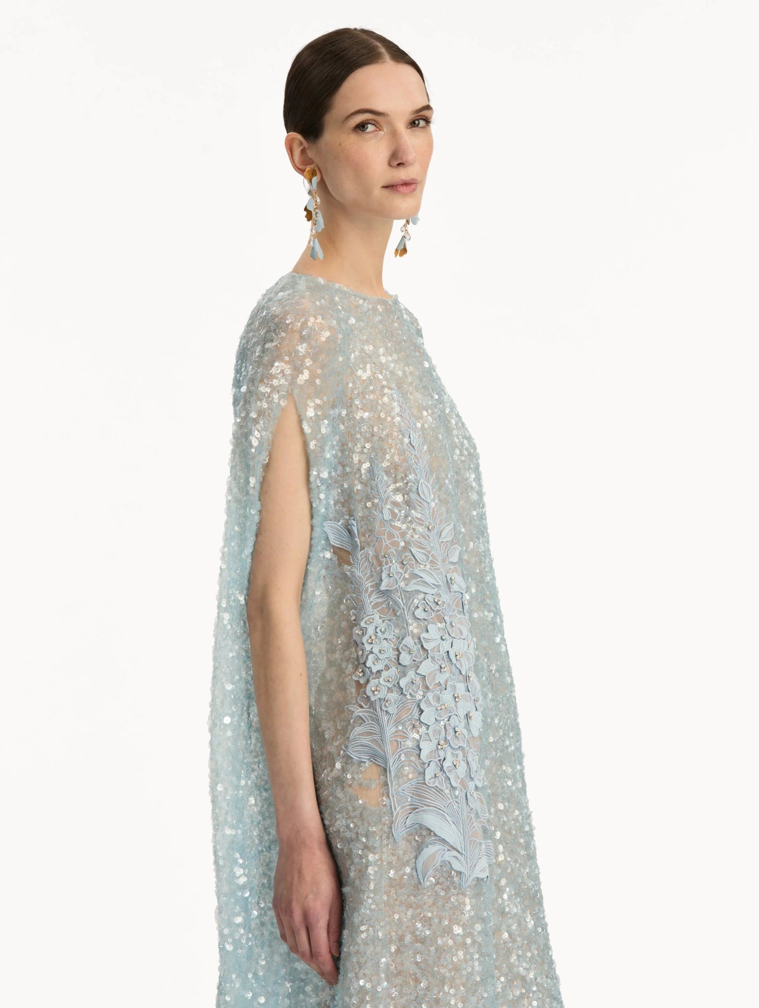 Foxglove Embroidered Sequin Tulle Caftan - ALBOUSHIYA - district 5 - dubai - riyadh - abaya - dresses - designers - evening wear - luxury - elegance - craftsmanship - gowns - cocktail dresses - collections - georges