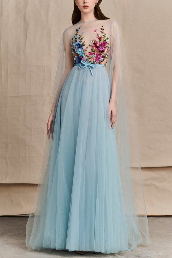 Garden Ocean Gown - ALBOUSHIYA - district 5 - dubai - riyadh - abaya - dresses - designers - evening wear - luxury - elegance - craftsmanship - gowns - cocktail dresses - collections - georges