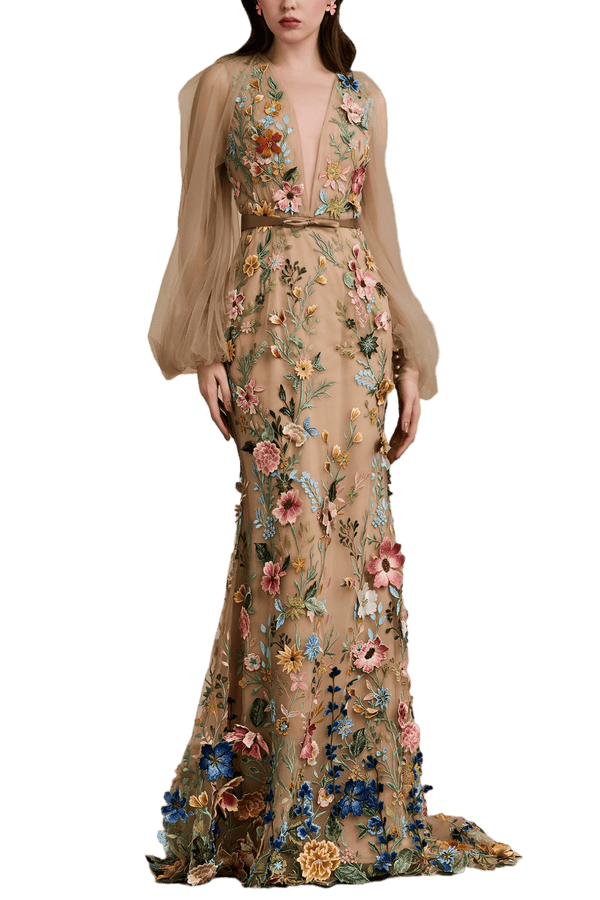 Garden Reverie Gown - ALBOUSHIYA - district 5 - dubai - riyadh - abaya - dresses - designers - evening wear - luxury - elegance - craftsmanship - gowns - cocktail dresses - collections - georges