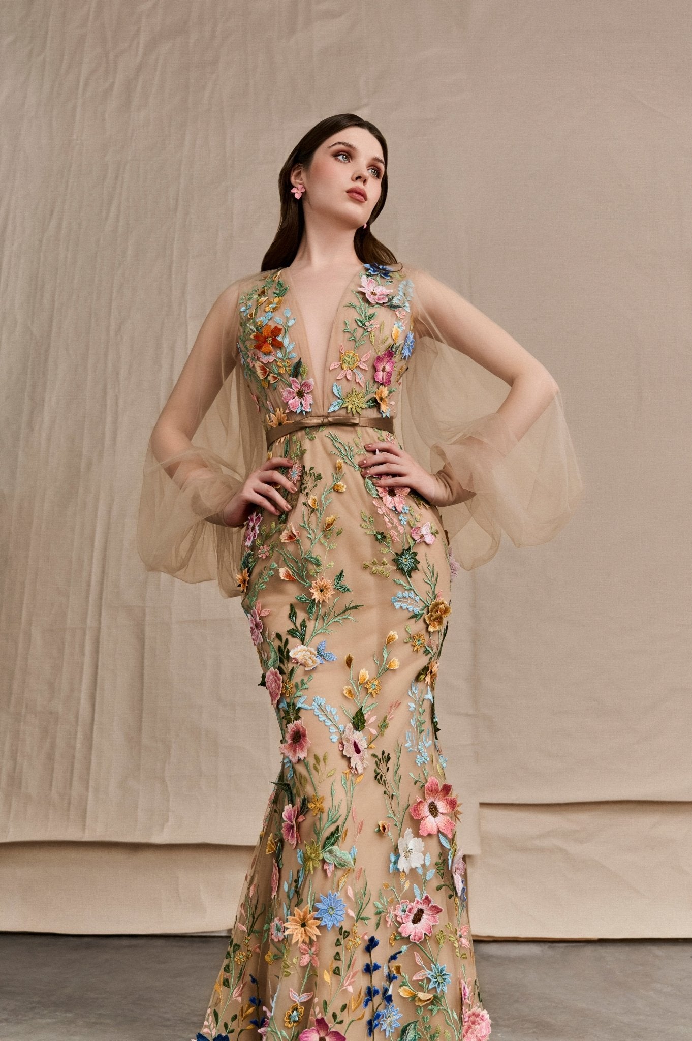 Garden Reverie Gown - ALBOUSHIYA - district 5 - dubai - riyadh - abaya - dresses - designers - evening wear - luxury - elegance - craftsmanship - gowns - cocktail dresses - collections - georges