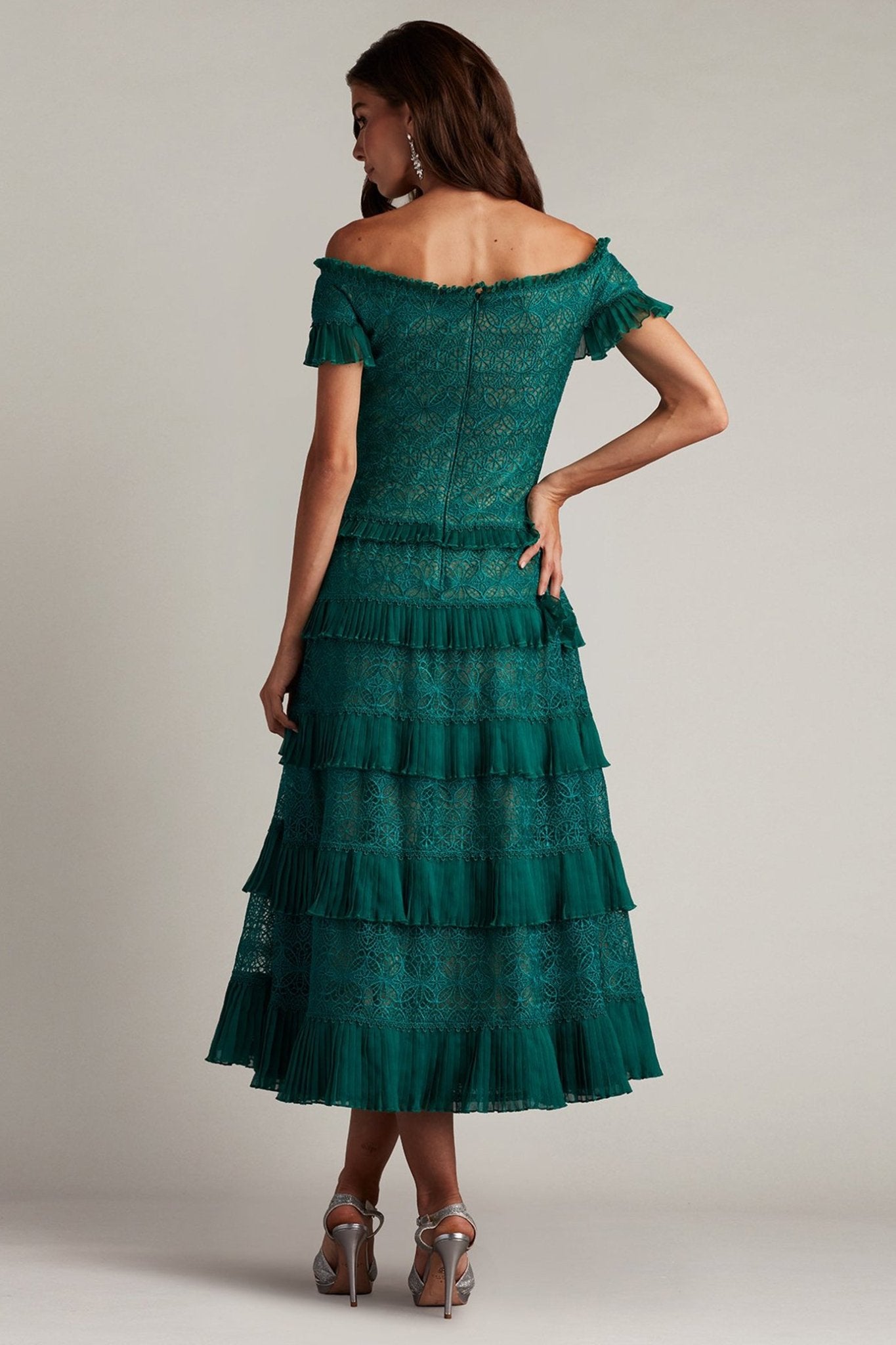 Garina Tiered Embroidered Tulle Midi Dress - ALBOUSHIYA - district 5 - dubai - riyadh - abaya - dresses - designers - evening wear - luxury - elegance - craftsmanship - gowns - cocktail dresses - collections - georges