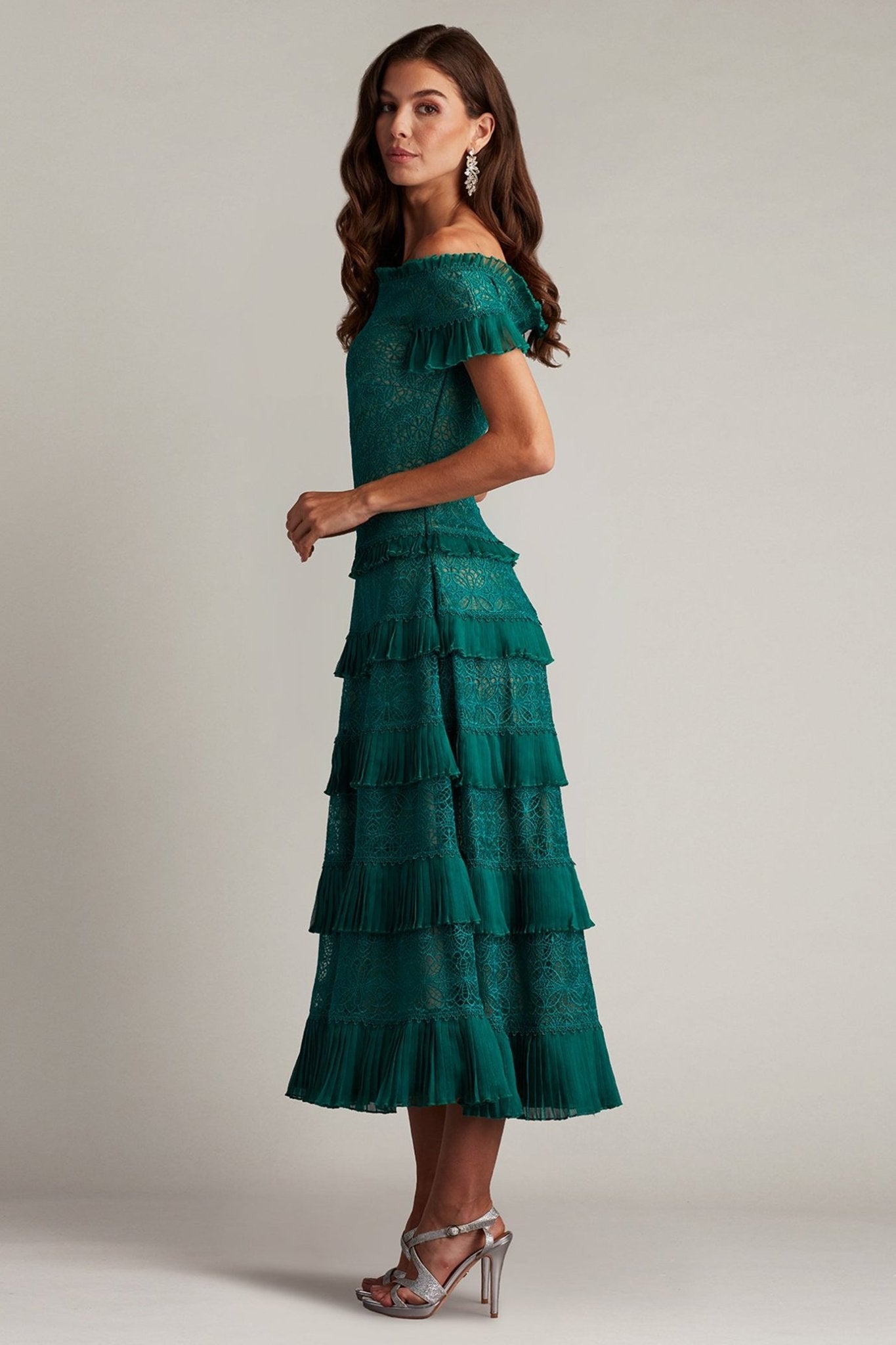 Garina Tiered Embroidered Tulle Midi Dress - ALBOUSHIYA - district 5 - dubai - riyadh - abaya - dresses - designers - evening wear - luxury - elegance - craftsmanship - gowns - cocktail dresses - collections - georges