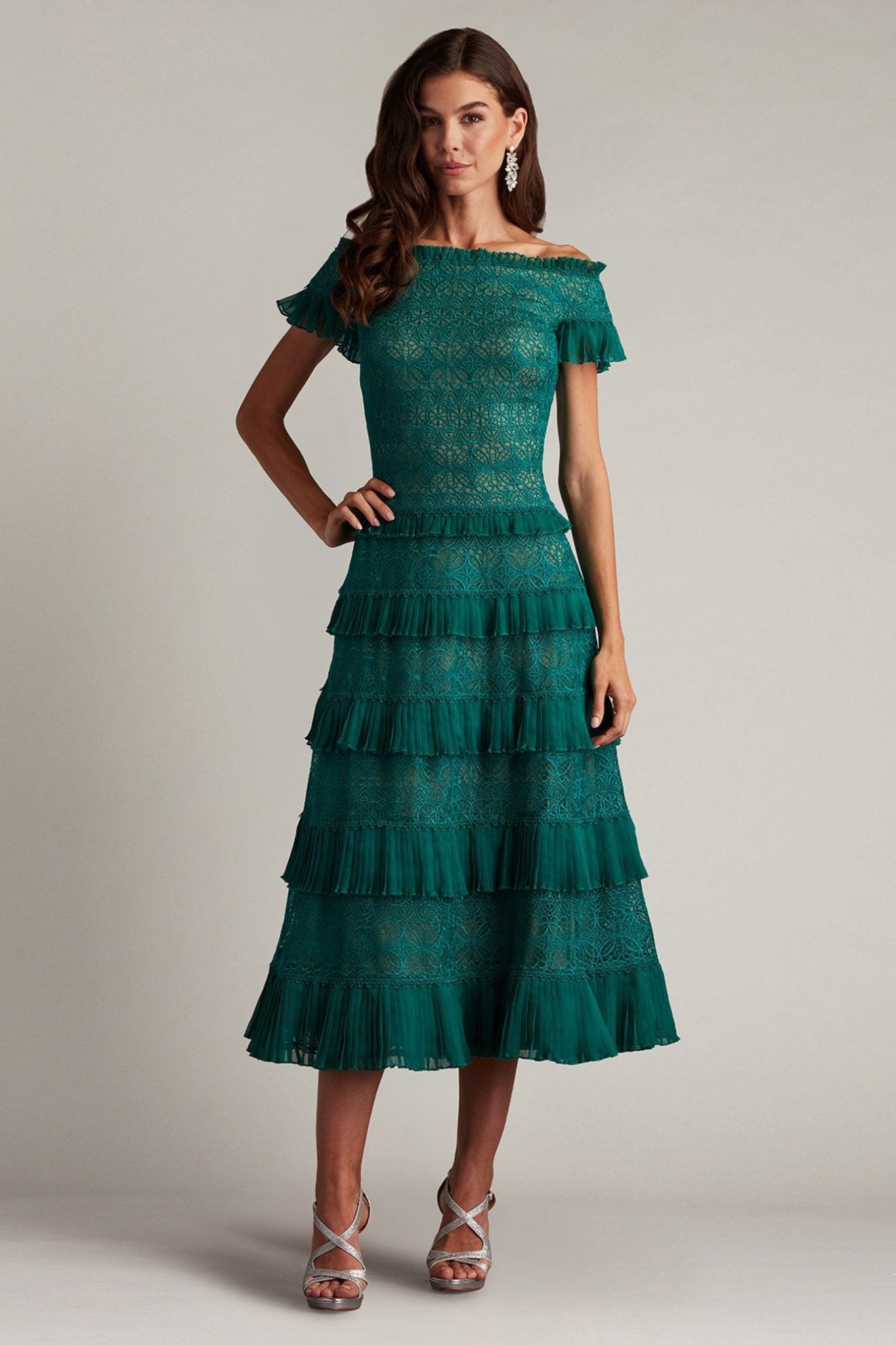 Garina Tiered Embroidered Tulle Midi Dress - ALBOUSHIYA - district 5 - dubai - riyadh - abaya - dresses - designers - evening wear - luxury - elegance - craftsmanship - gowns - cocktail dresses - collections - georges