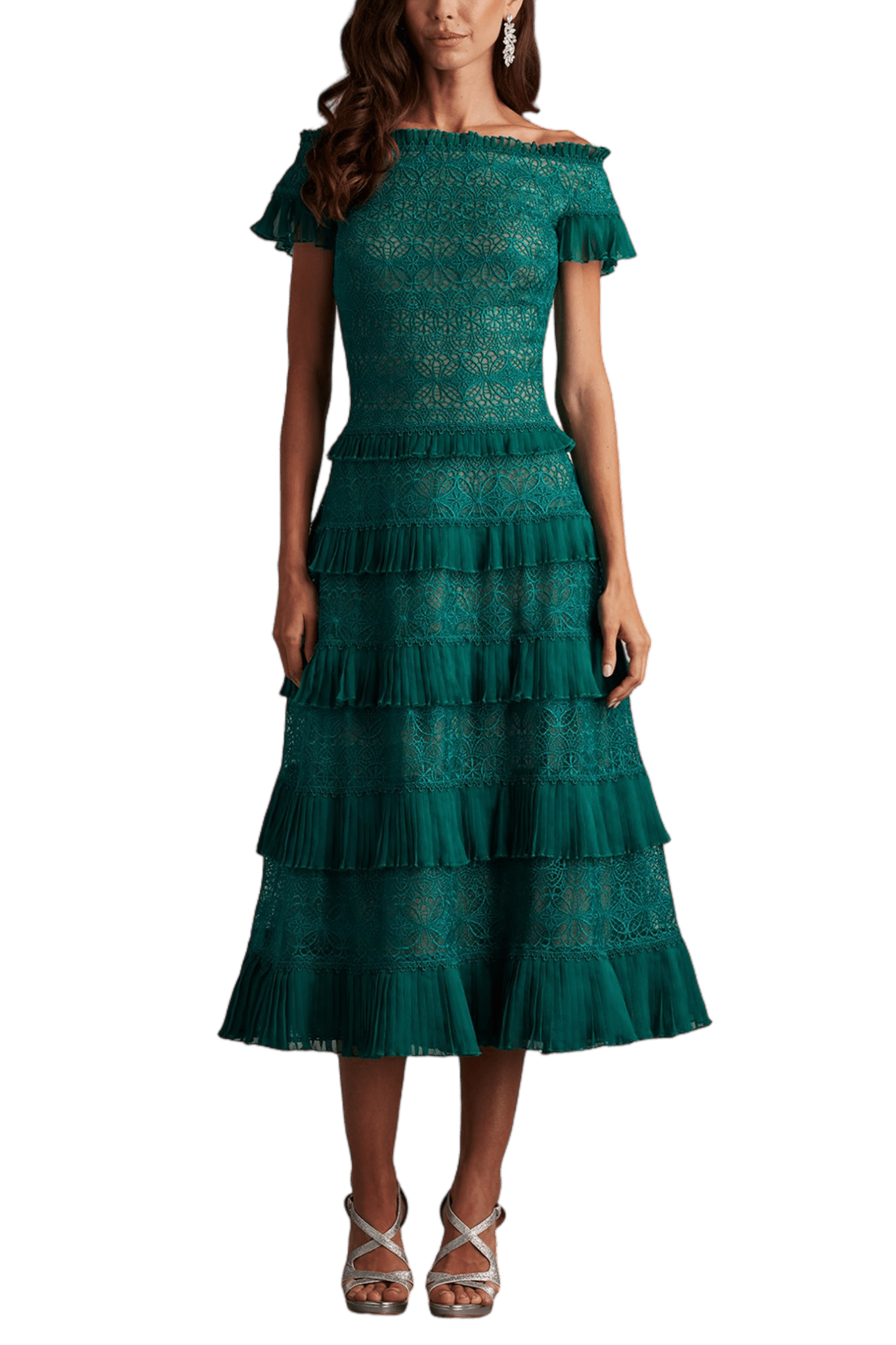 Garina Tiered Embroidered Tulle Midi Dress - ALBOUSHIYA - district 5 - dubai - riyadh - abaya - dresses - designers - evening wear - luxury - elegance - craftsmanship - gowns - cocktail dresses - collections - georges