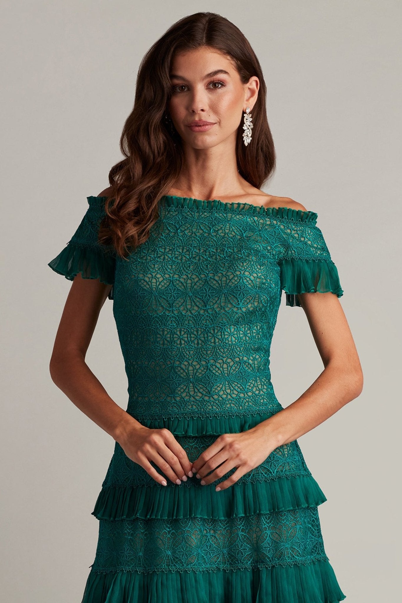 Garina Tiered Embroidered Tulle Midi Dress - ALBOUSHIYA - district 5 - dubai - riyadh - abaya - dresses - designers - evening wear - luxury - elegance - craftsmanship - gowns - cocktail dresses - collections - georges