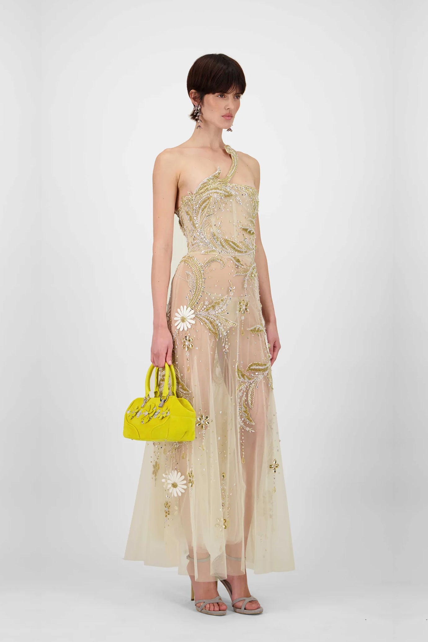 Strapless Tulle Midi Dress