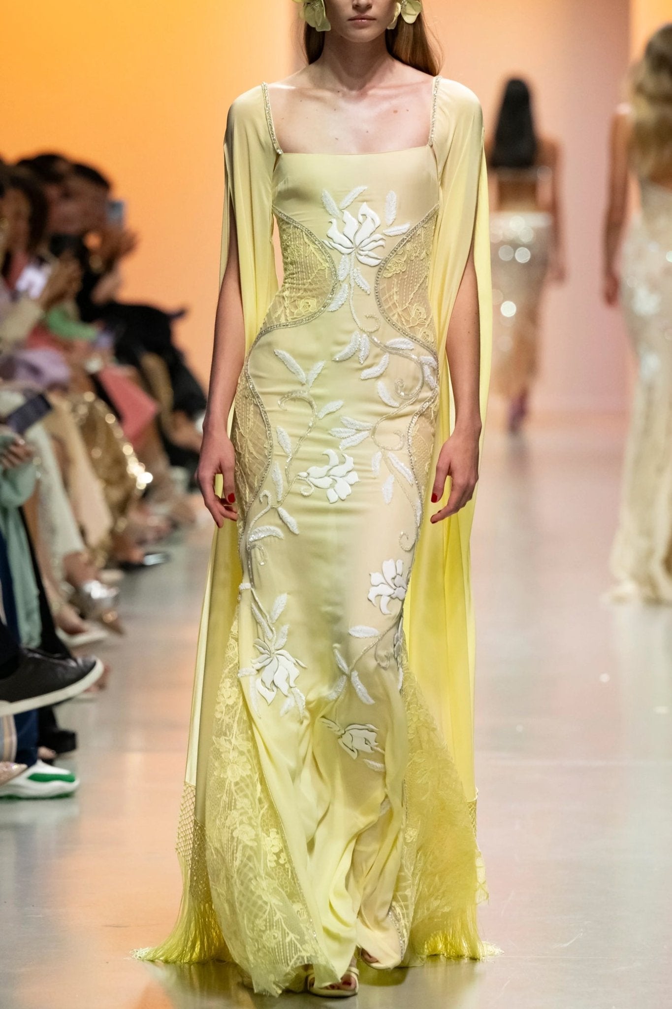 Georgette Beaded Floral Dress - ALBOUSHIYA - district 5 - dubai - riyadh - abaya - dresses - designers - evening wear - luxury - elegance - craftsmanship - gowns - cocktail dresses - collections - georges