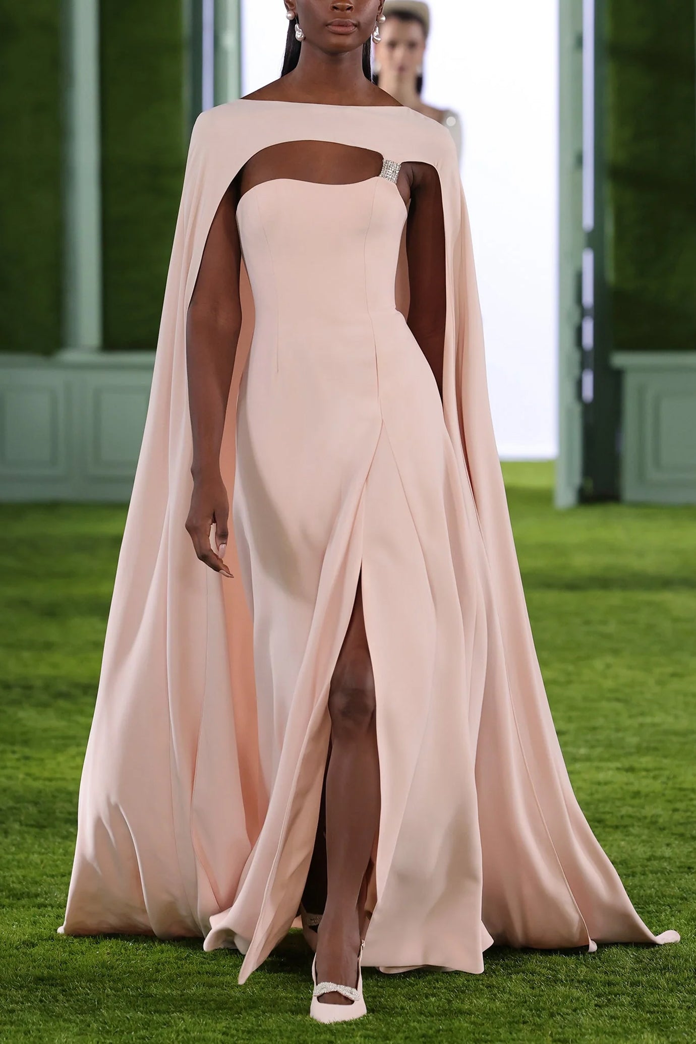 Crepe Dress with an Asymmetrical Neckline