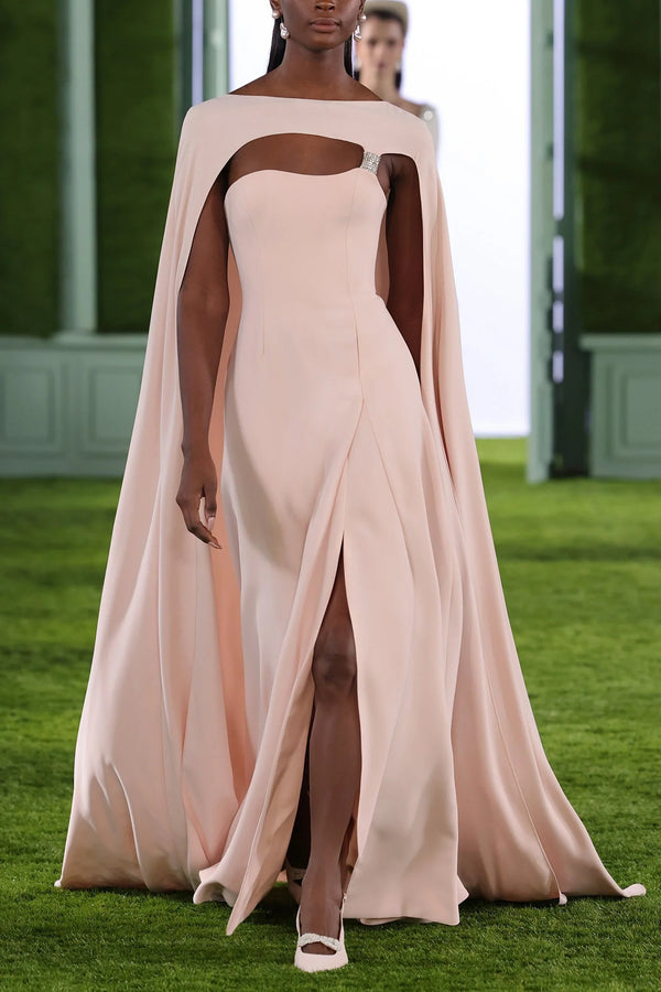 Crepe Dress with an Asymmetrical Neckline
