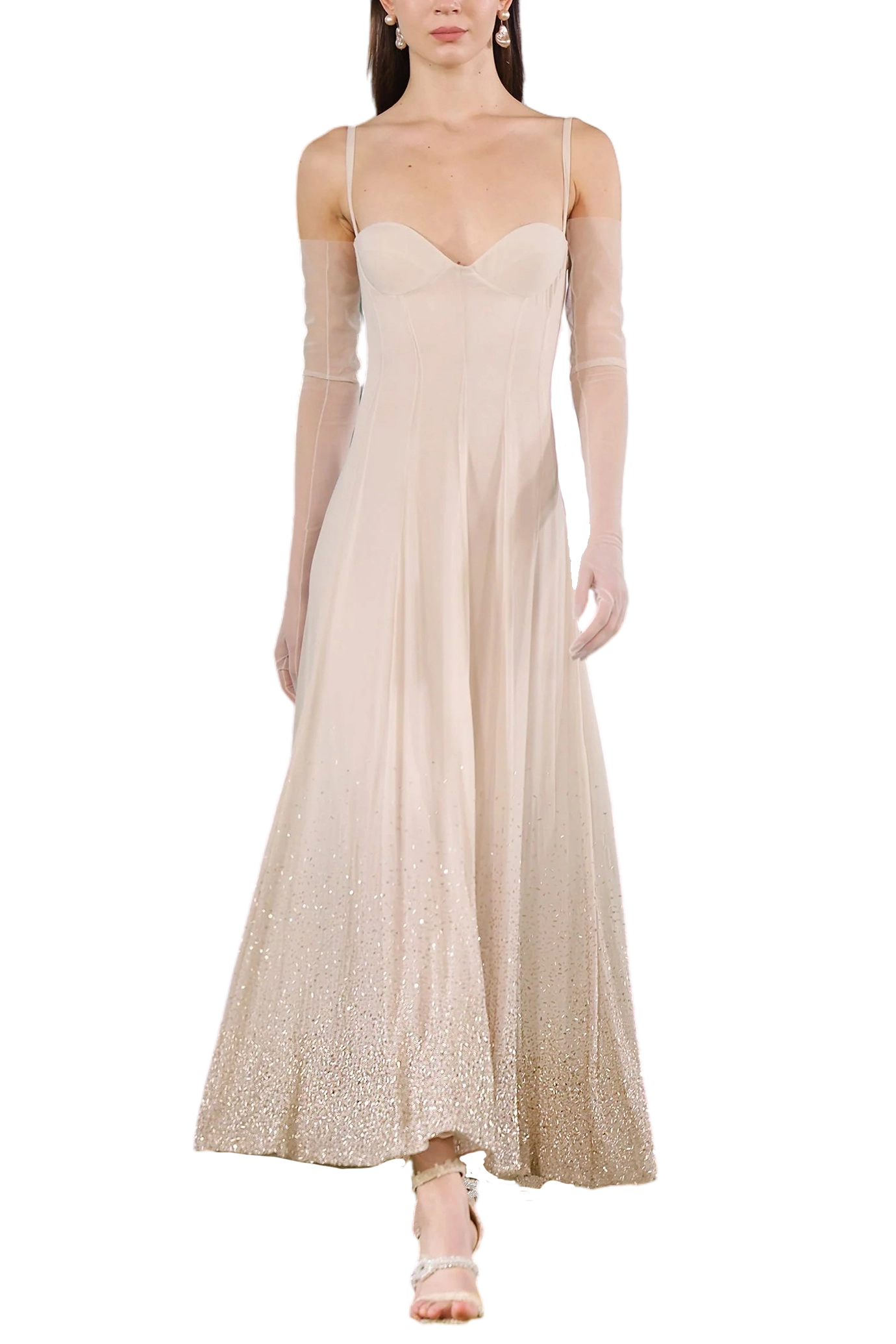 Beaded Crystallized Georgette Dress