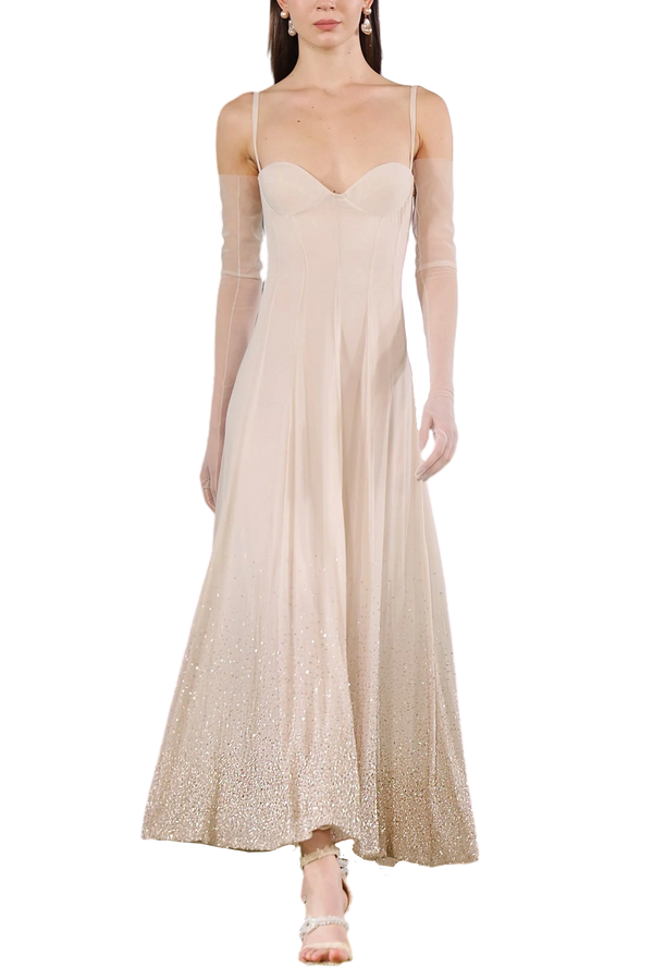 Beaded Crystallized Georgette Dress