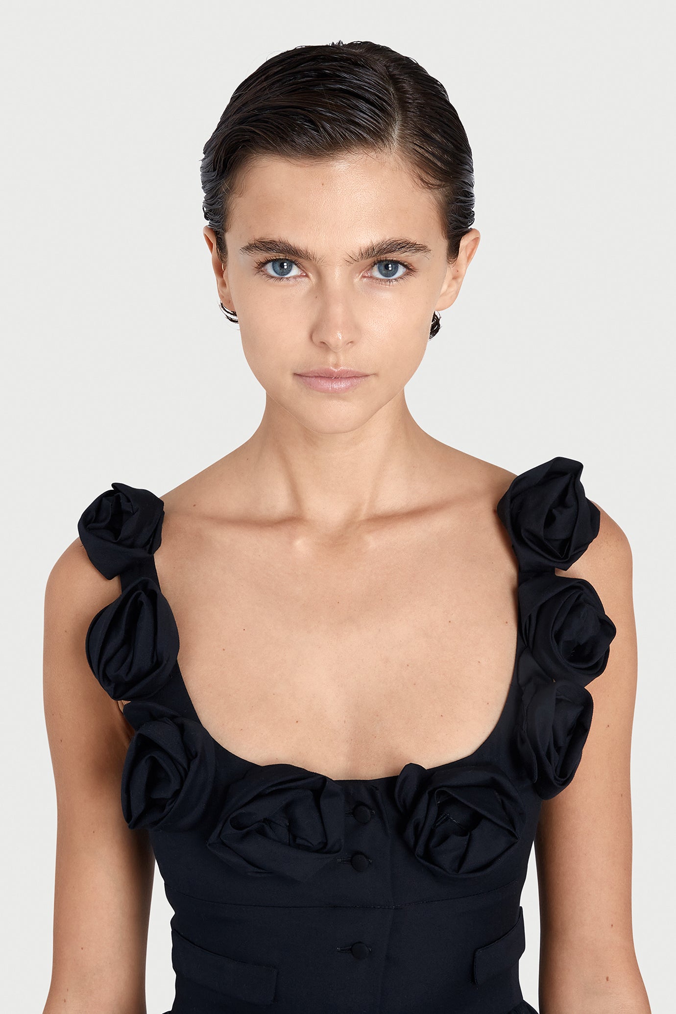 Maxi Popeline Dress with Roses
