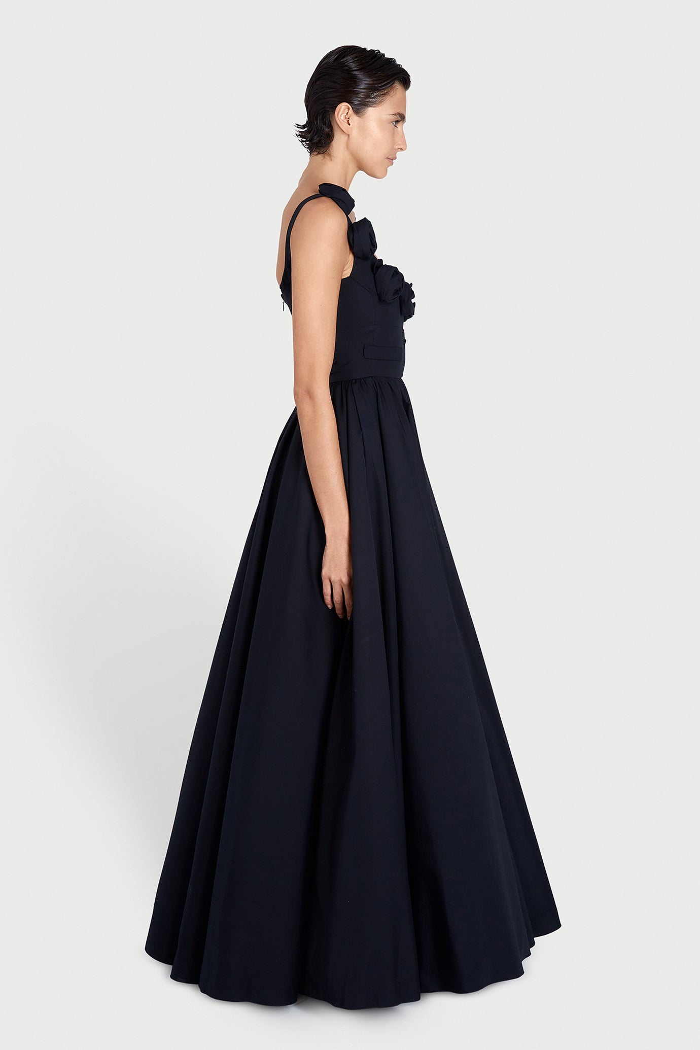 Maxi Popeline Dress with Roses